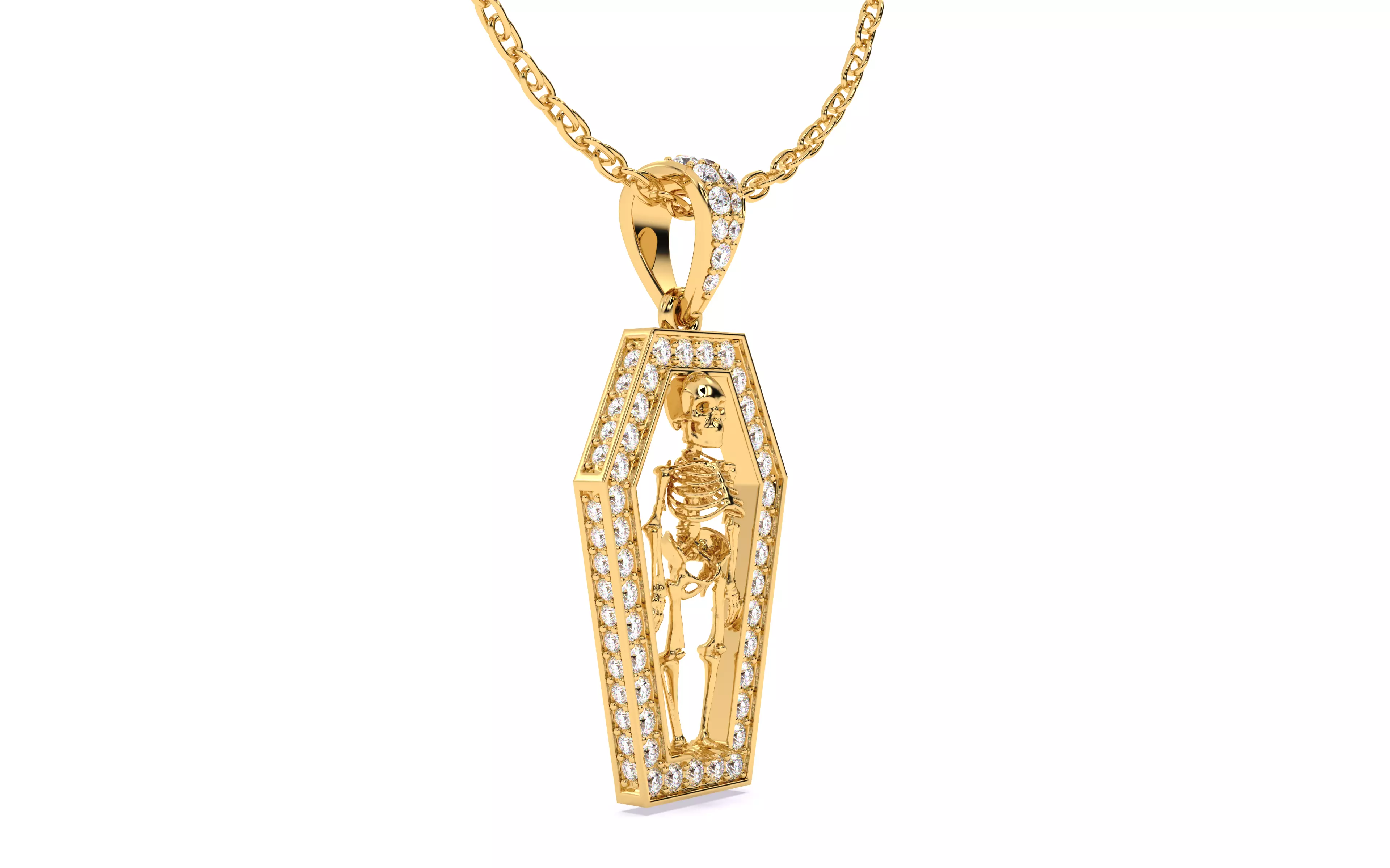 Skeleton in Coffin Pendant 3dm stl renders details 3D print model_15