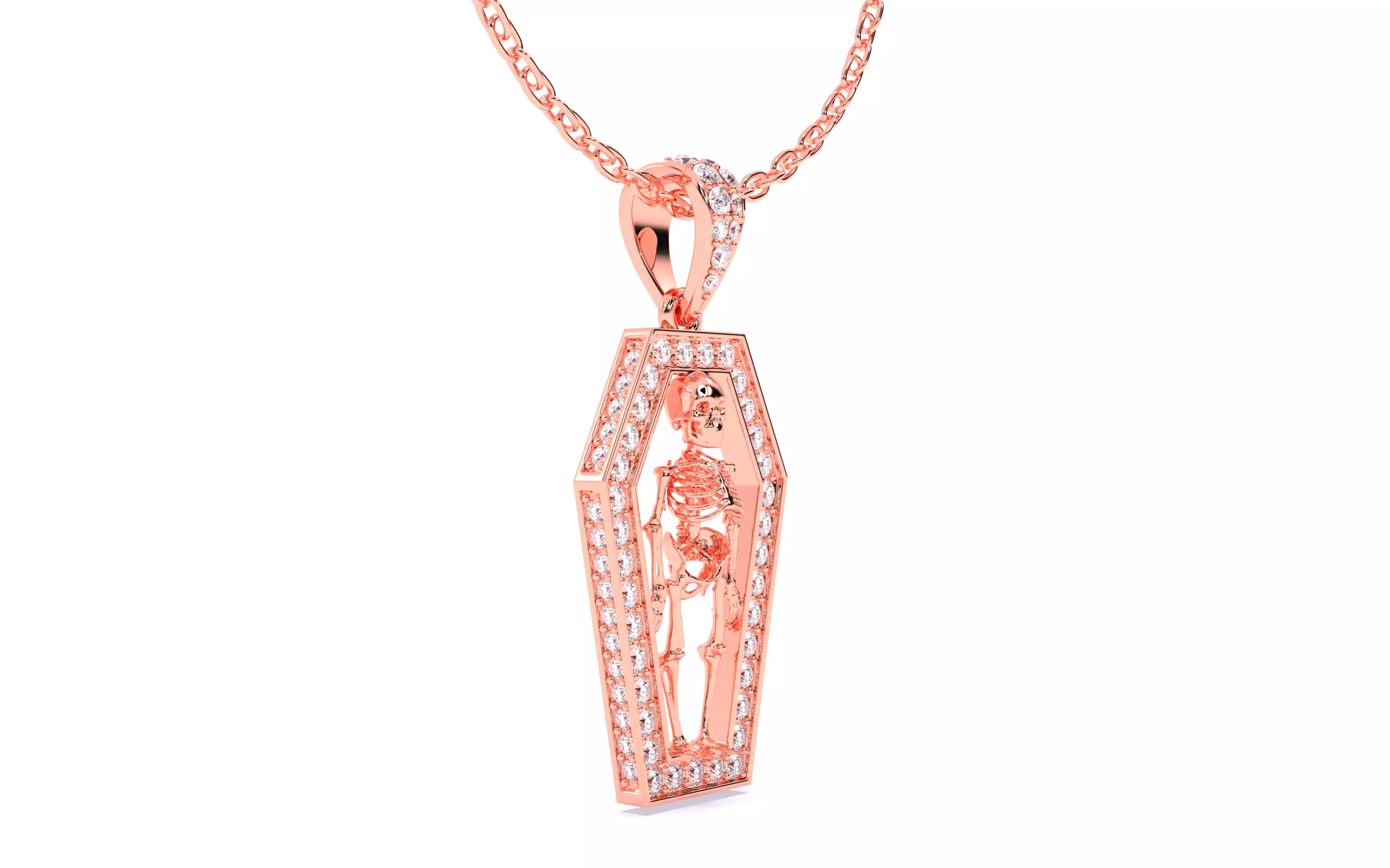 Skeleton in Coffin Pendant 3dm stl renders details 3D print model_19