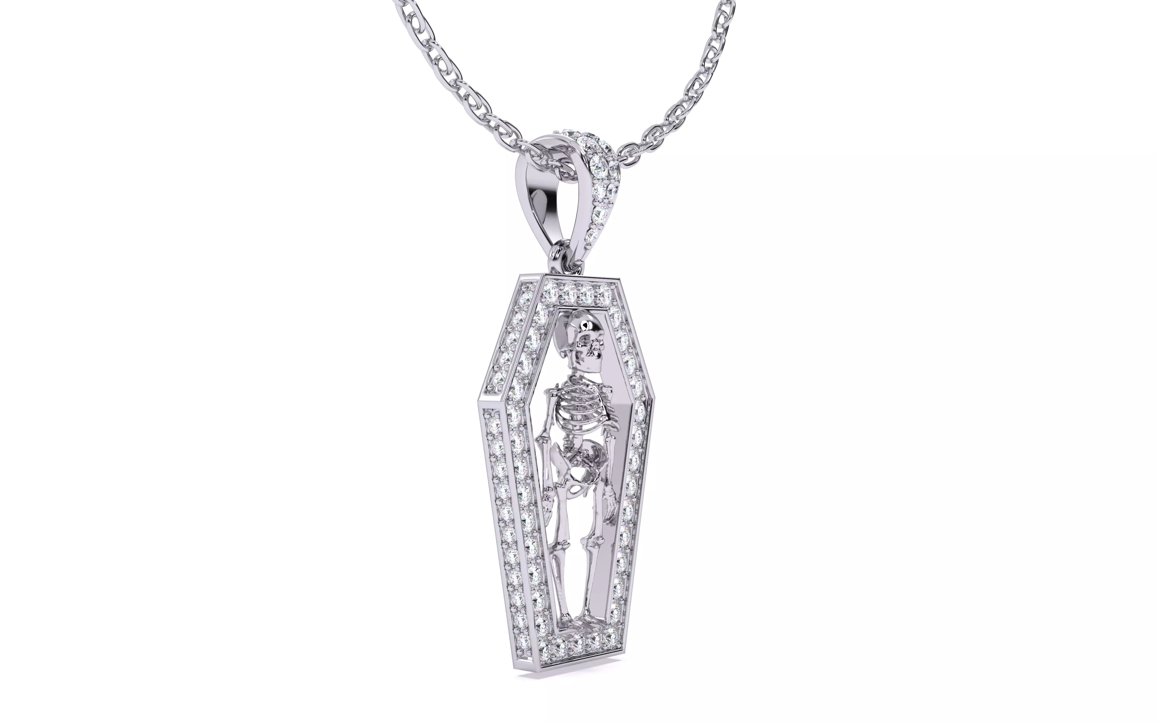 Skeleton in Coffin Pendant 3dm stl renders details 3D print model_16