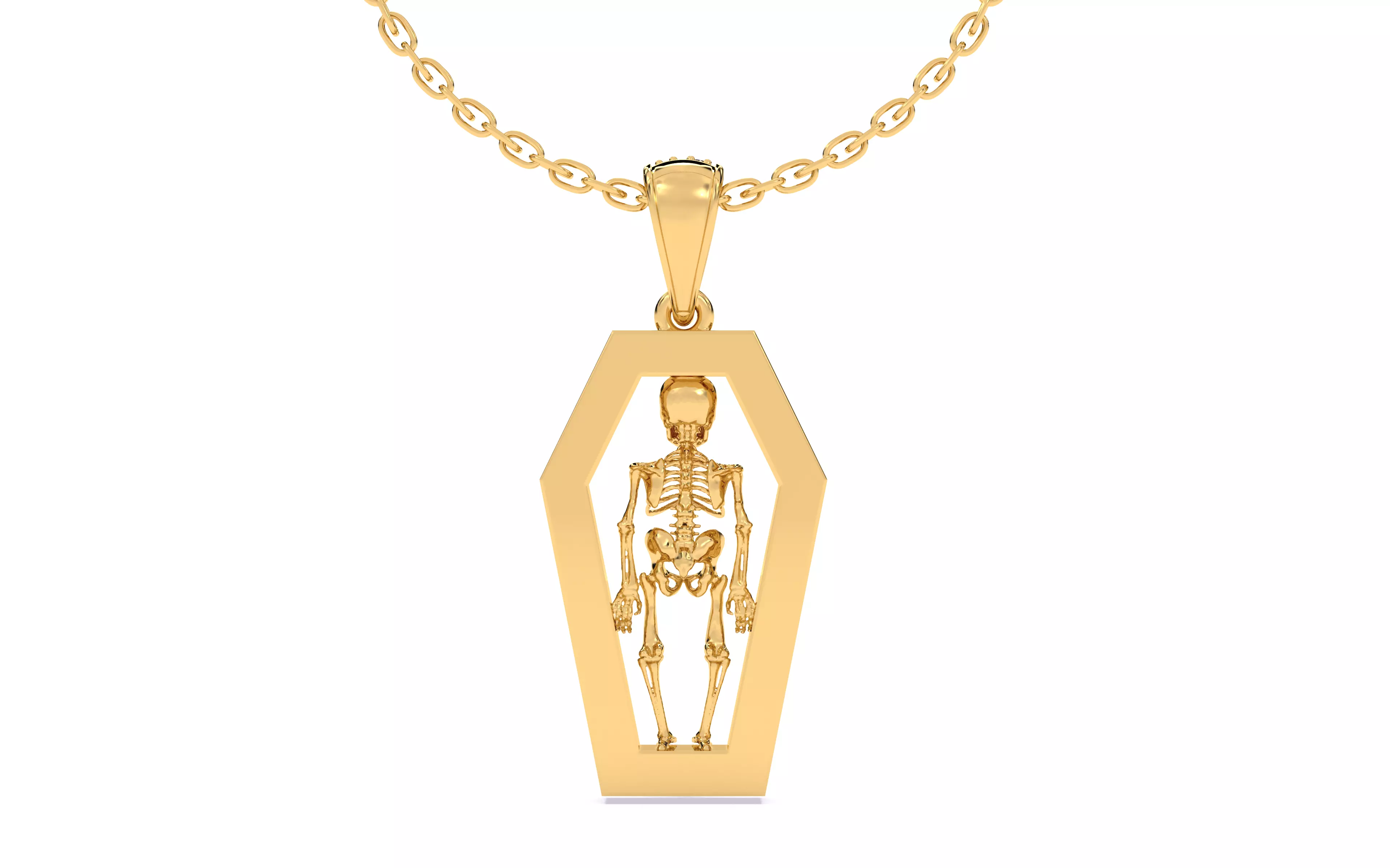 Skeleton in Coffin Pendant 3dm stl renders details 3D print model_12