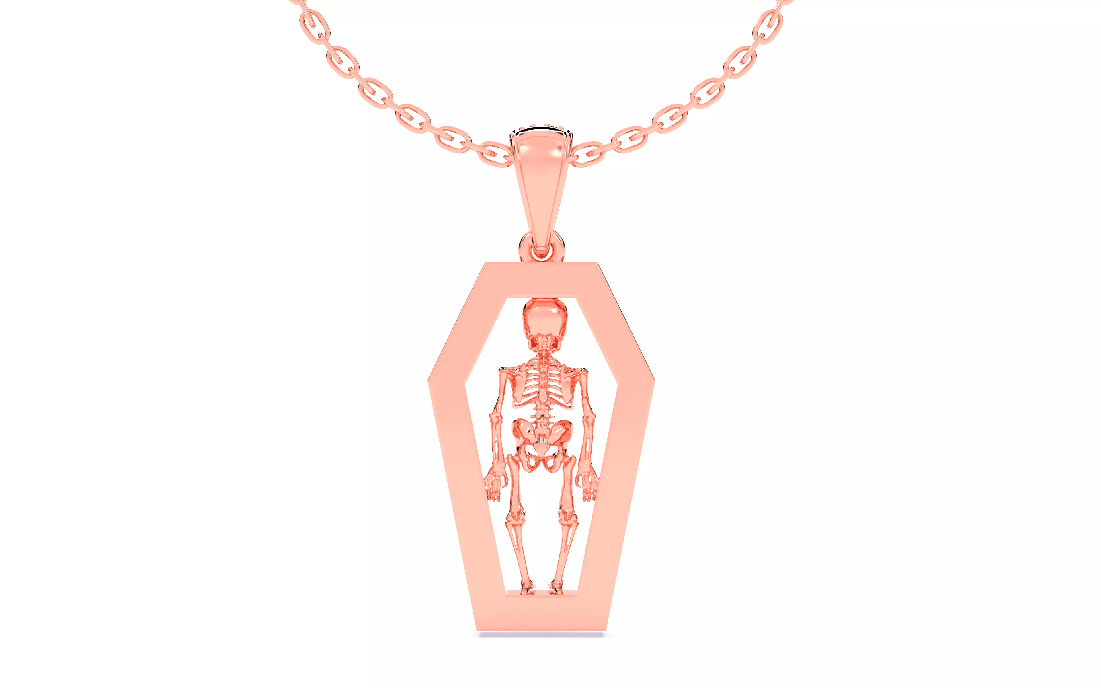 Skeleton in Coffin Pendant 3dm stl renders details 3D print model_8