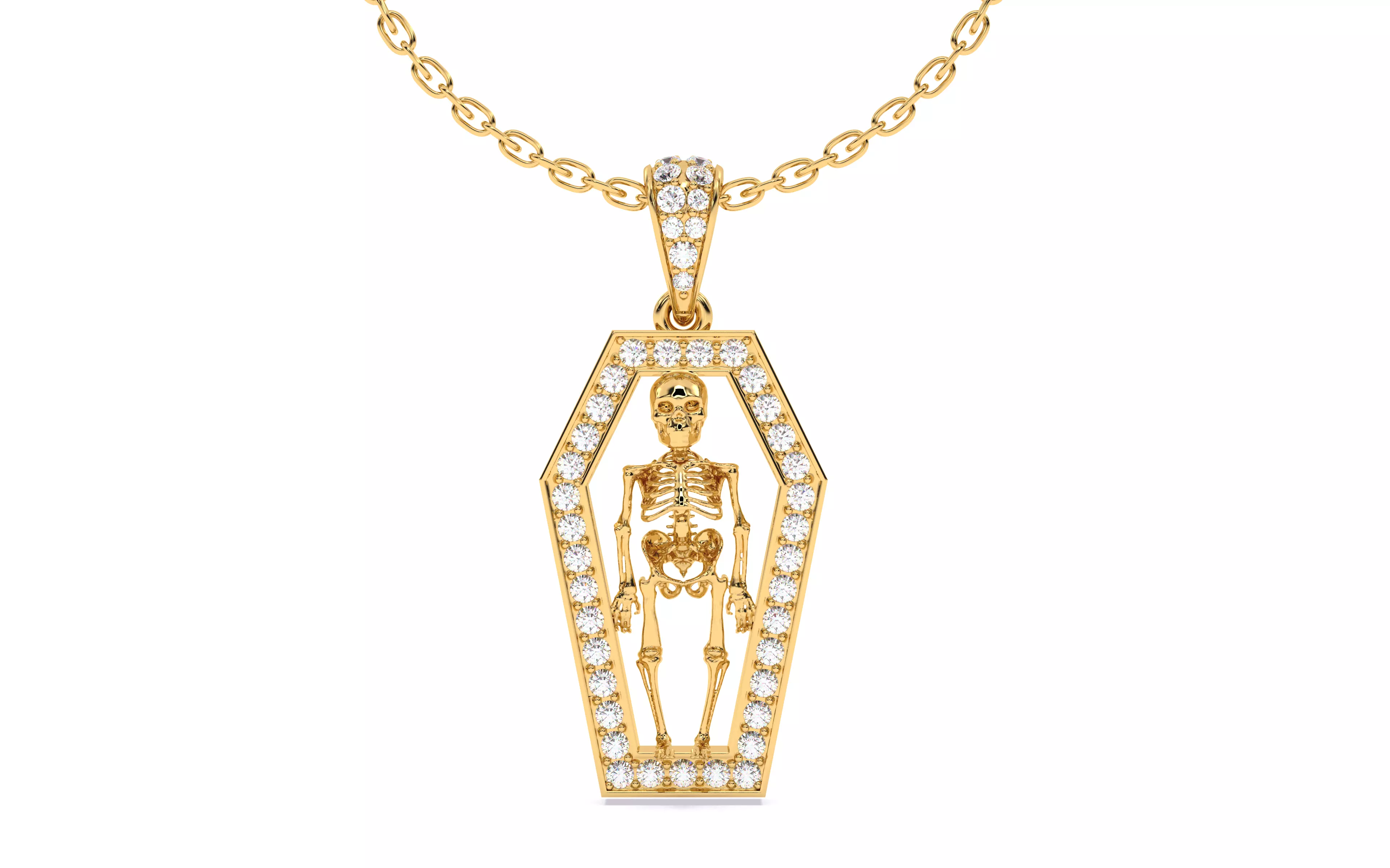 Skeleton in Coffin Pendant 3dm stl renders details 3D print model_23