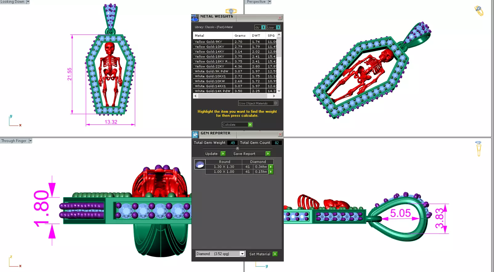 Skeleton in Coffin Pendant 3dm stl renders details 3D print model_1