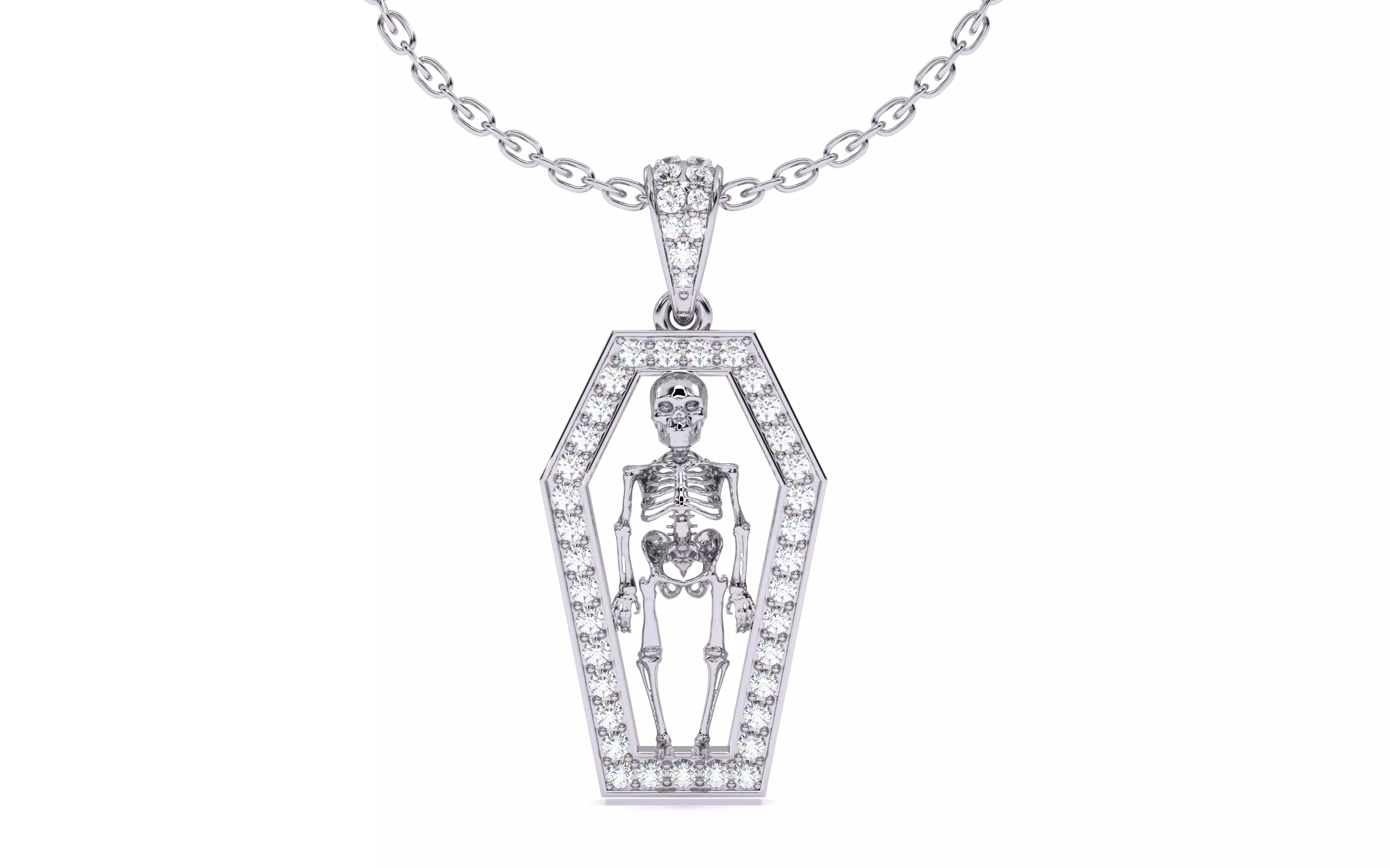 Skeleton in Coffin Pendant 3dm stl renders details 3D print model_22