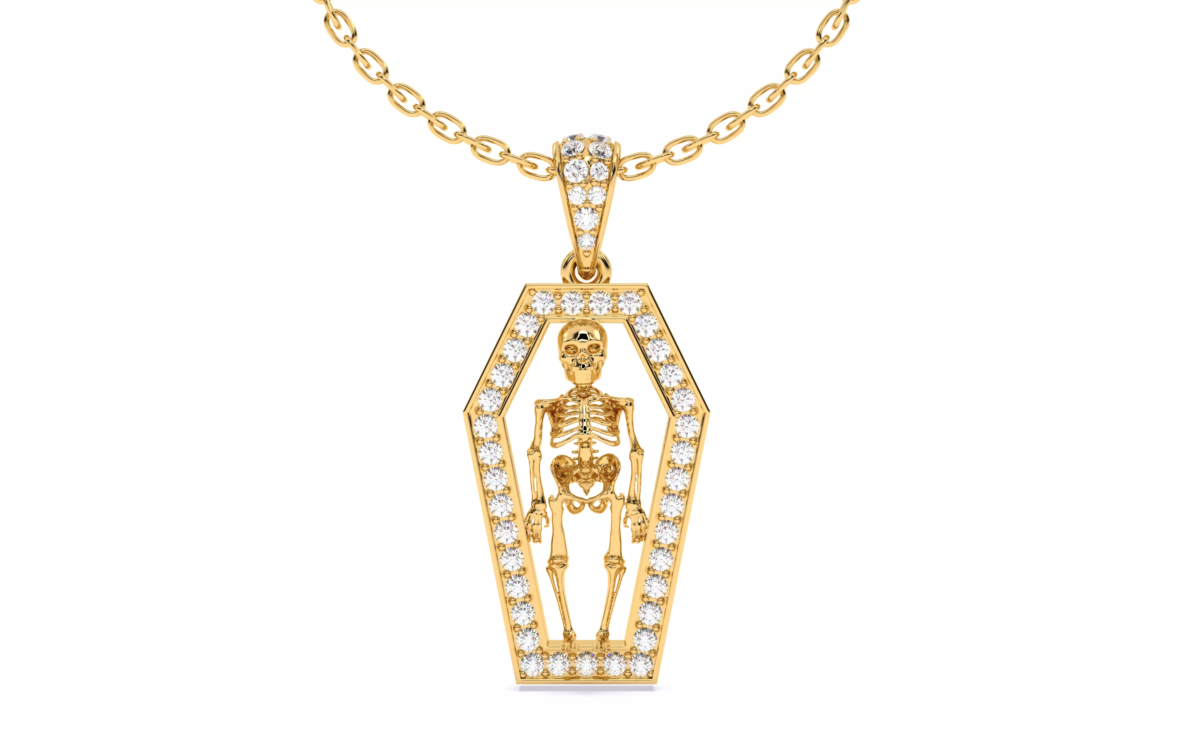 Skeleton in Coffin Pendant 3dm stl renders details 3D print model_24