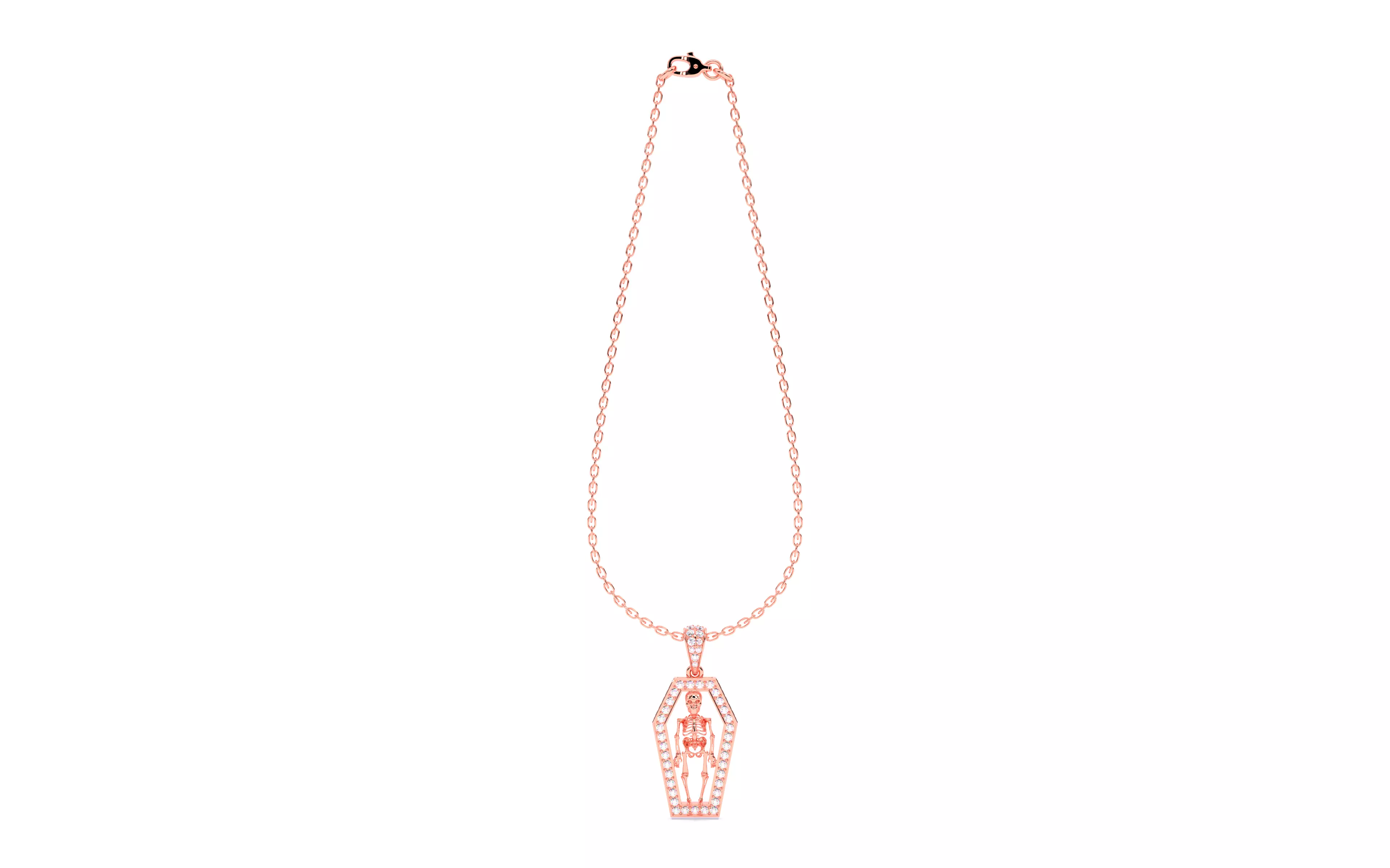 Skeleton in Coffin Pendant 3dm stl renders details 3D print model_7