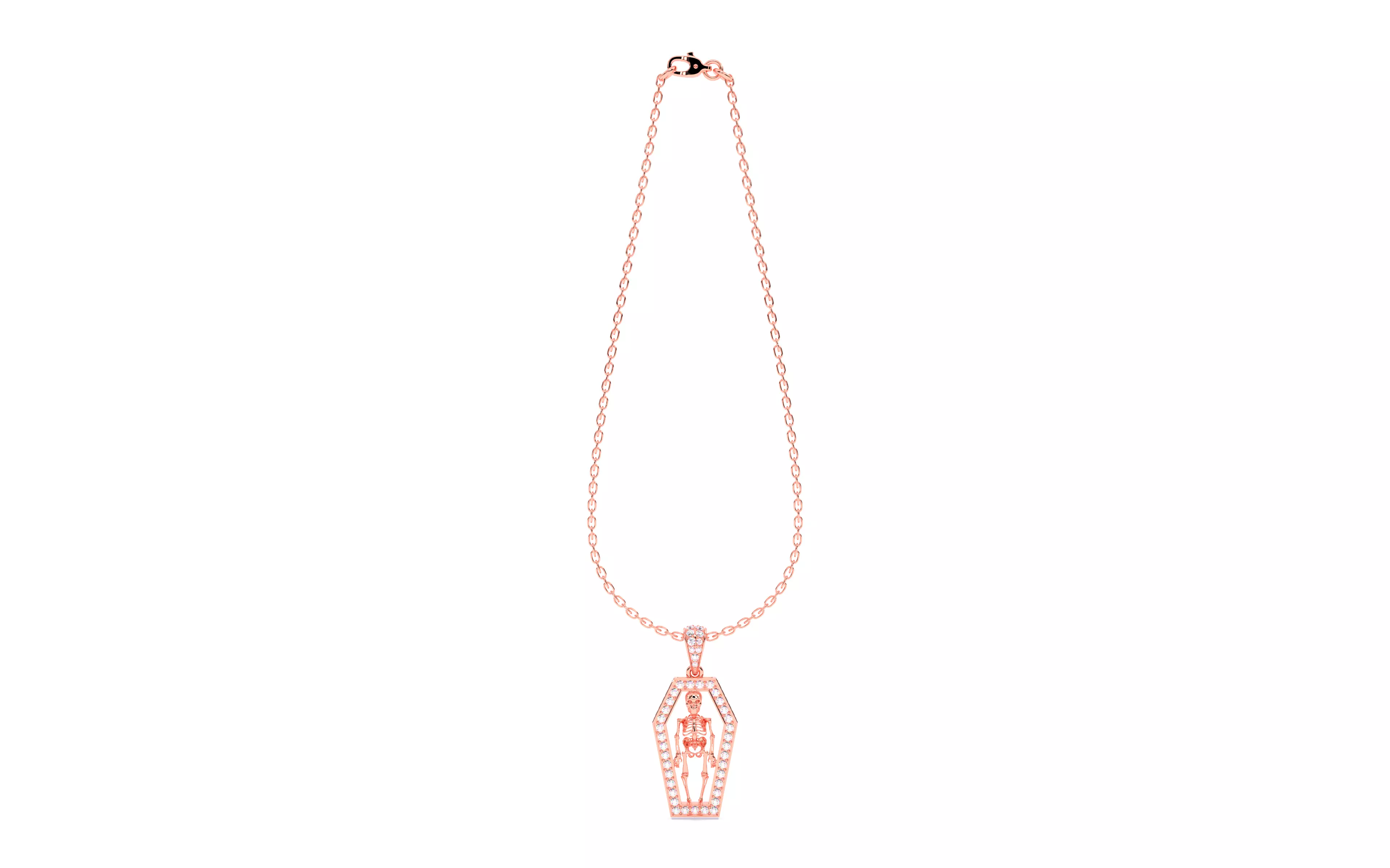 Skeleton in Coffin Pendant 3dm stl renders details 3D print model_6