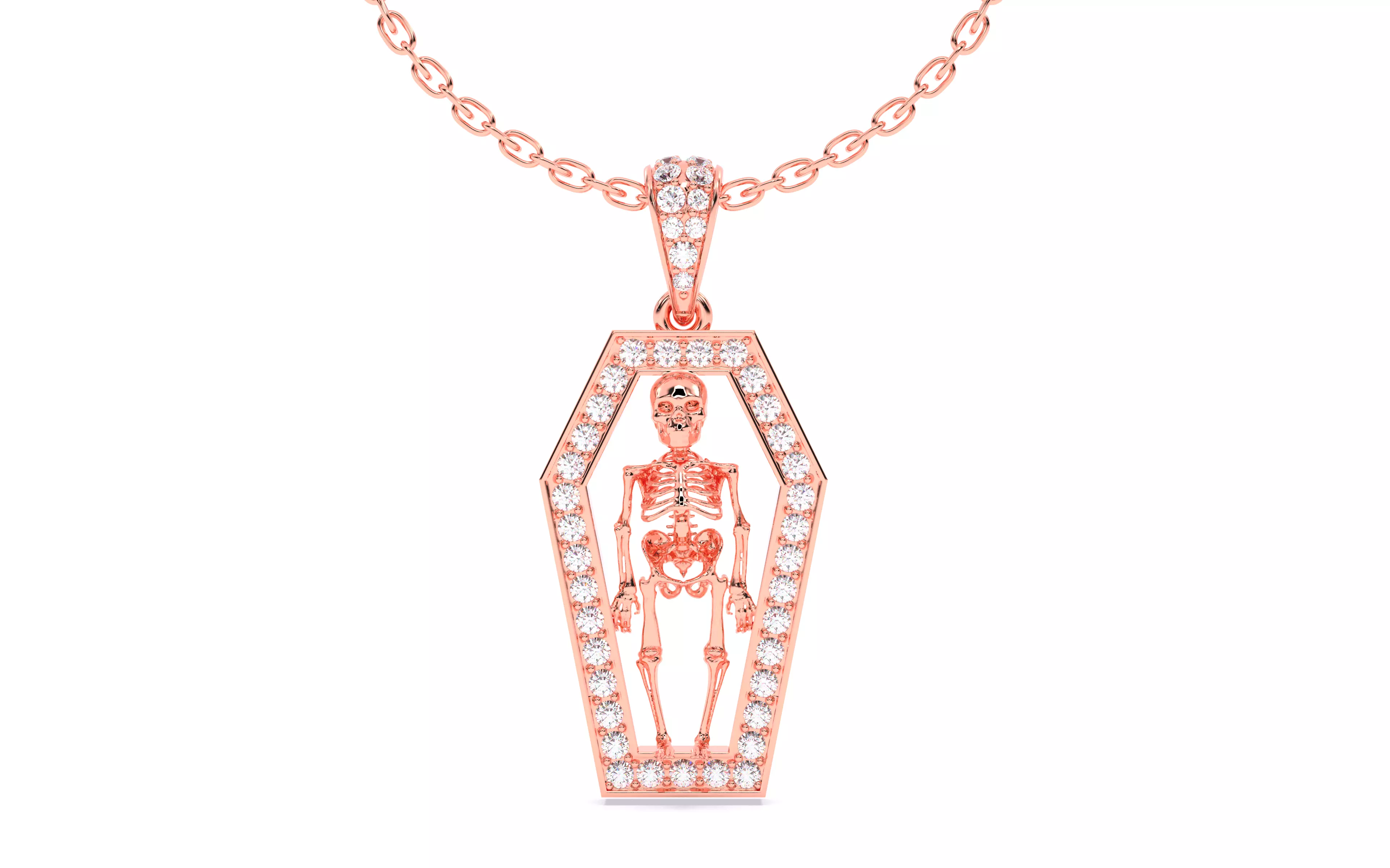 Skeleton in Coffin Pendant 3dm stl renders details 3D print model_0