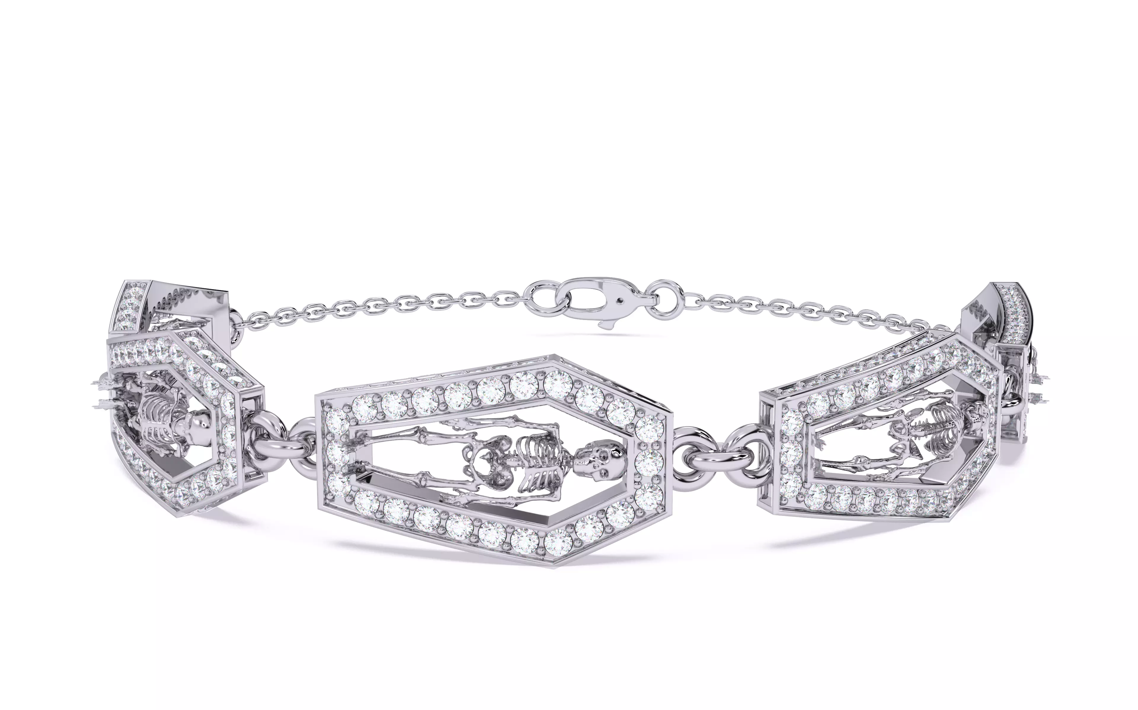 Skeleton in Coffin Bracelet 3dm stl renders details 3D print model_21