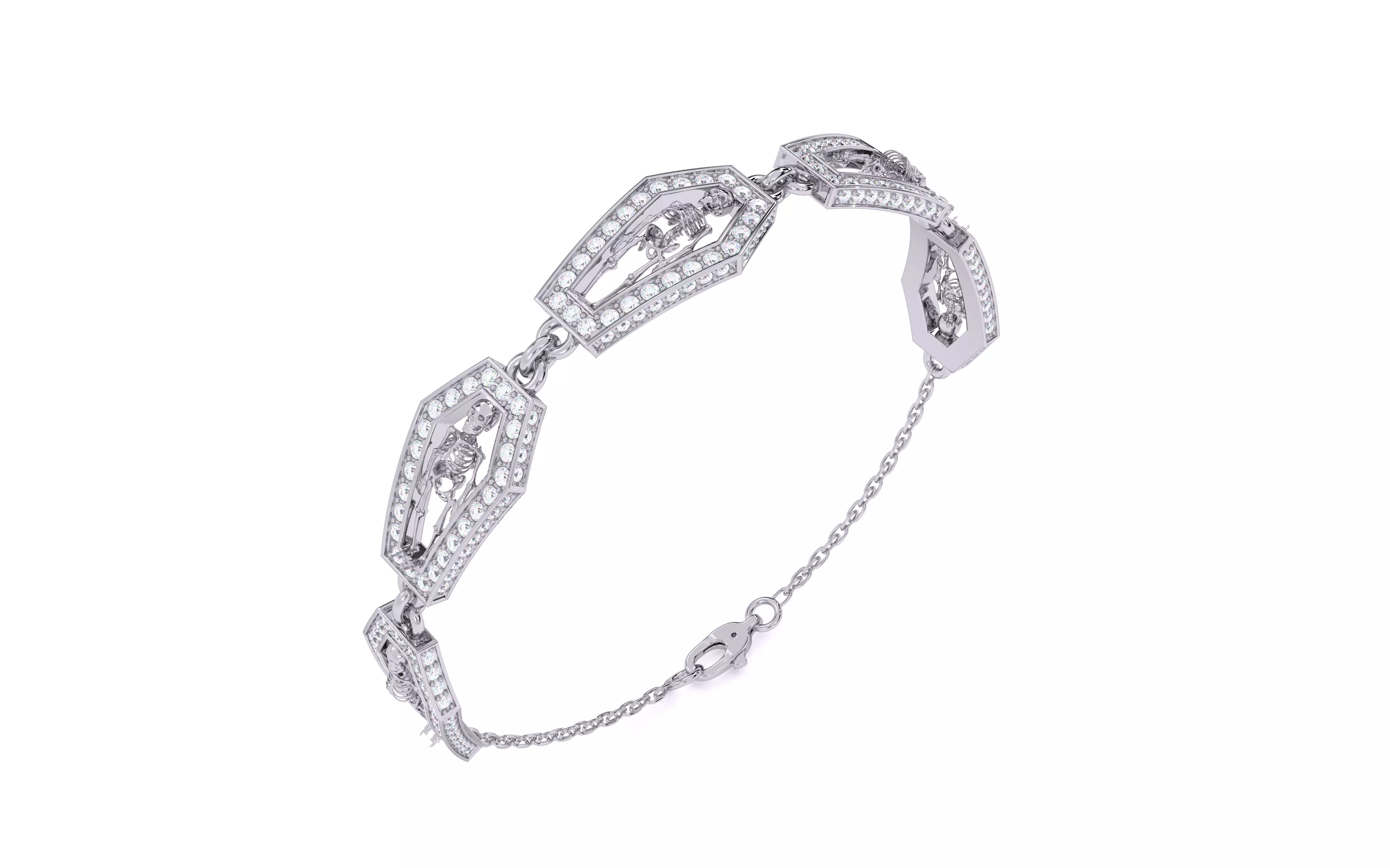 Skeleton in Coffin Bracelet 3dm stl renders details 3D print model_11