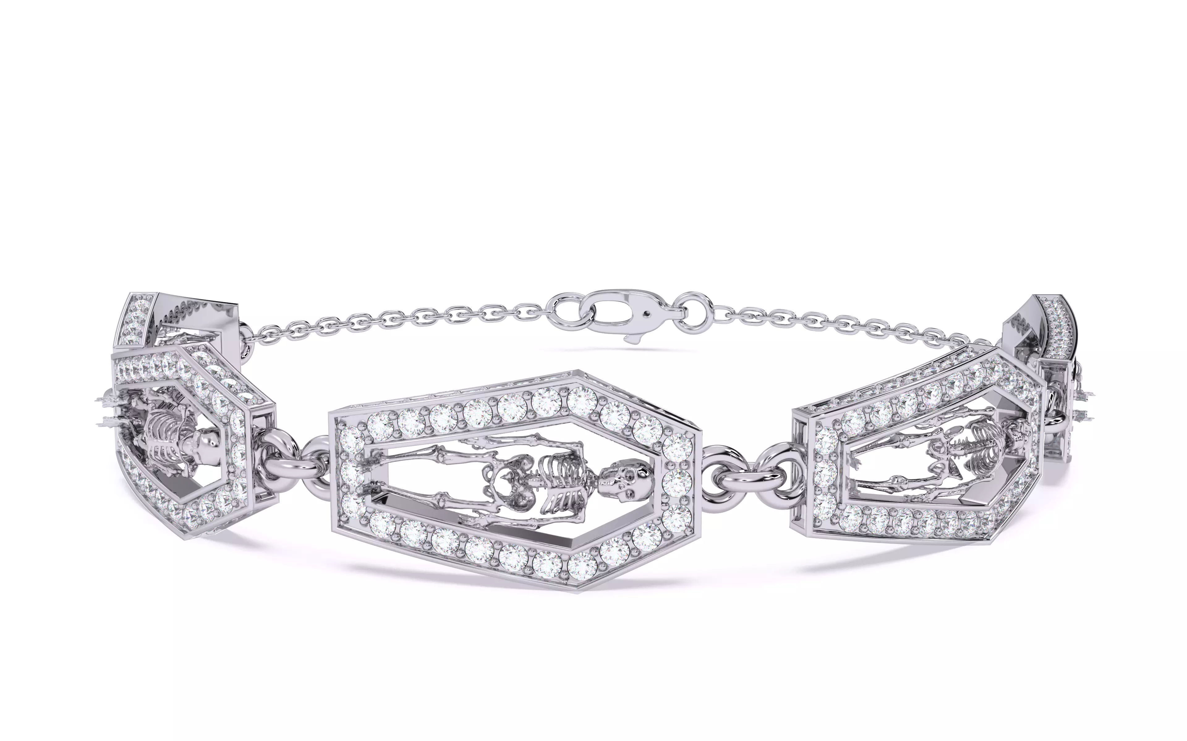 Skeleton in Coffin Bracelet 3dm stl renders details 3D print model_22