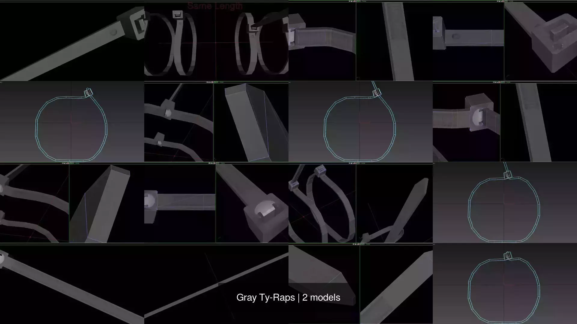 Gray Ty-Raps 3D Model Collection_1