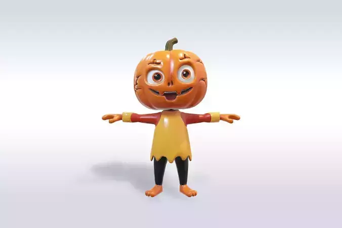 Cheerful Pumpkin Boy Character 