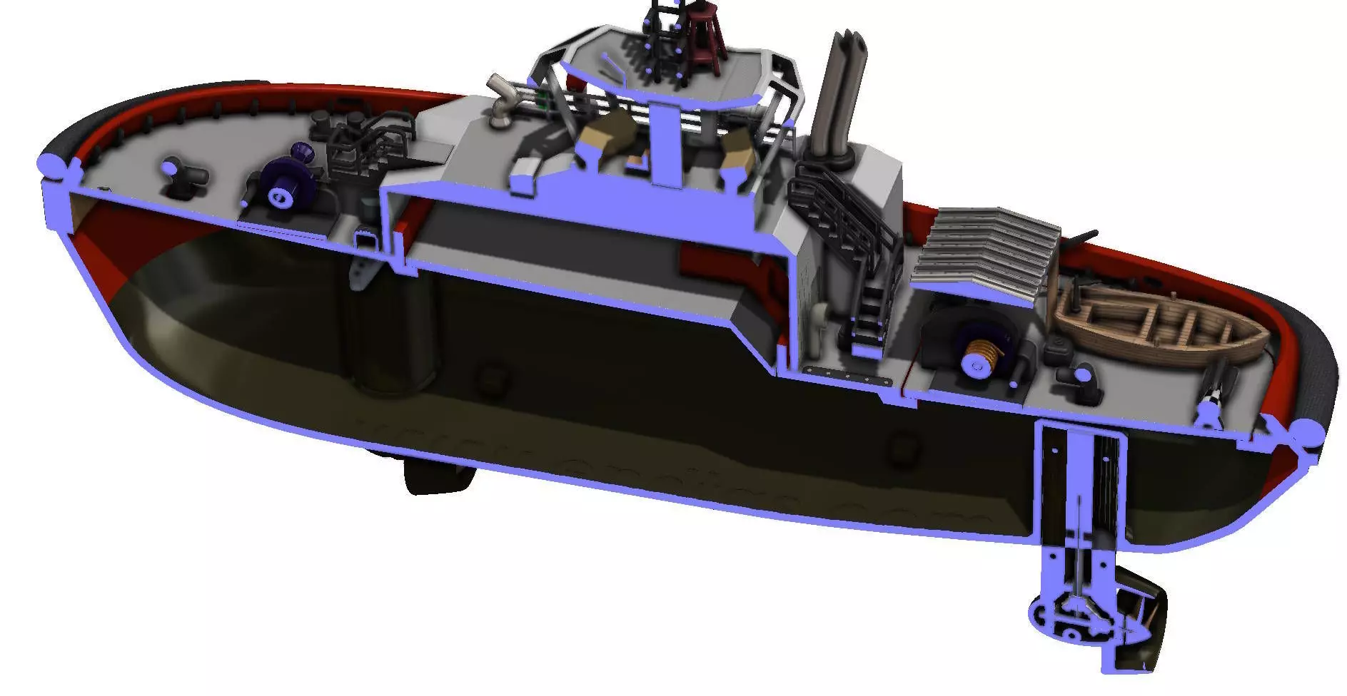Modern Azimuth-Propelled Tug  3D Printable Model 3D print model_12
