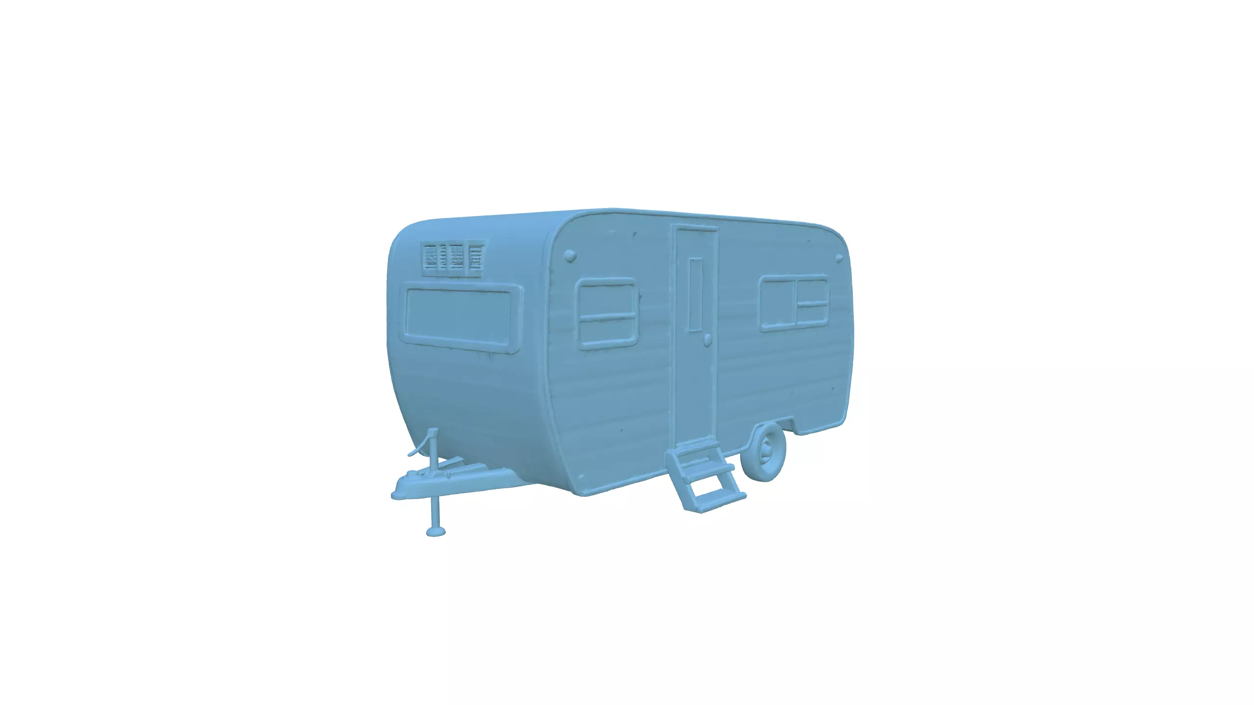 Rusty Vintage Camper Trailer Realistic Old Caravan 3D Model 3D model_15