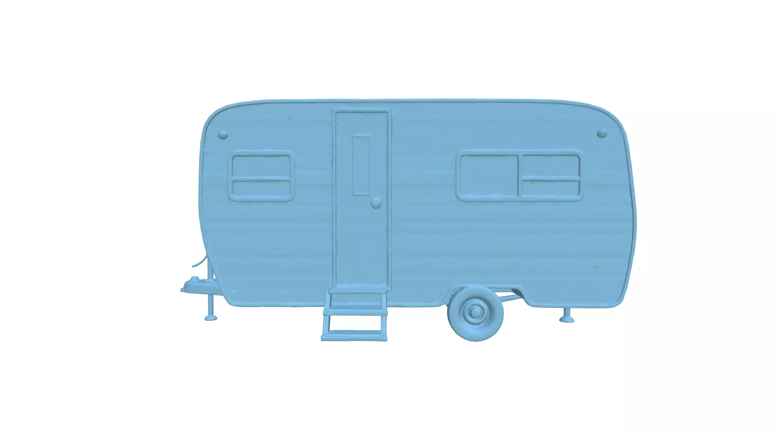 Rusty Vintage Camper Trailer Realistic Old Caravan 3D Model 3D model_13