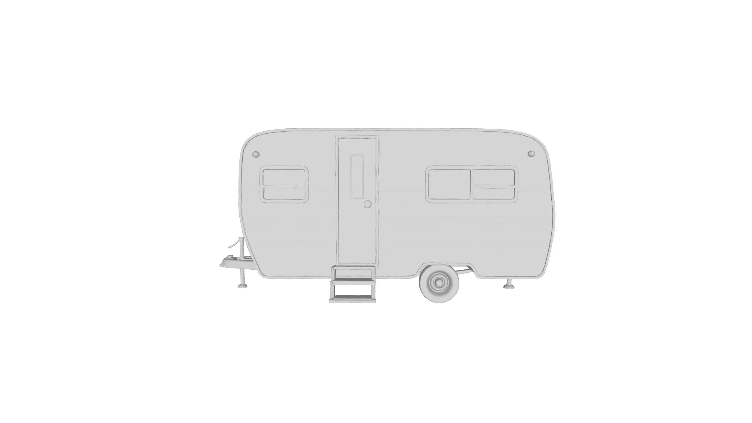 Rusty Vintage Camper Trailer Realistic Old Caravan 3D Model 3D model_17