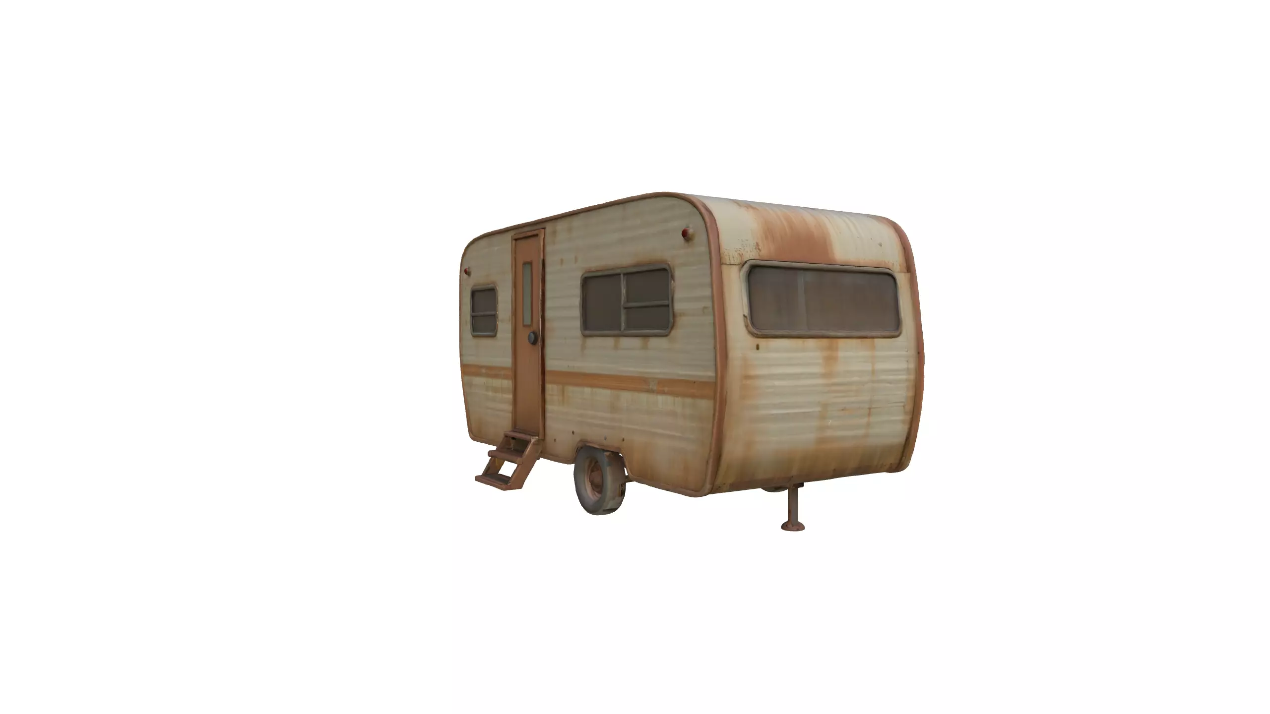 Rusty Vintage Camper Trailer Realistic Old Caravan 3D Model 3D model_8