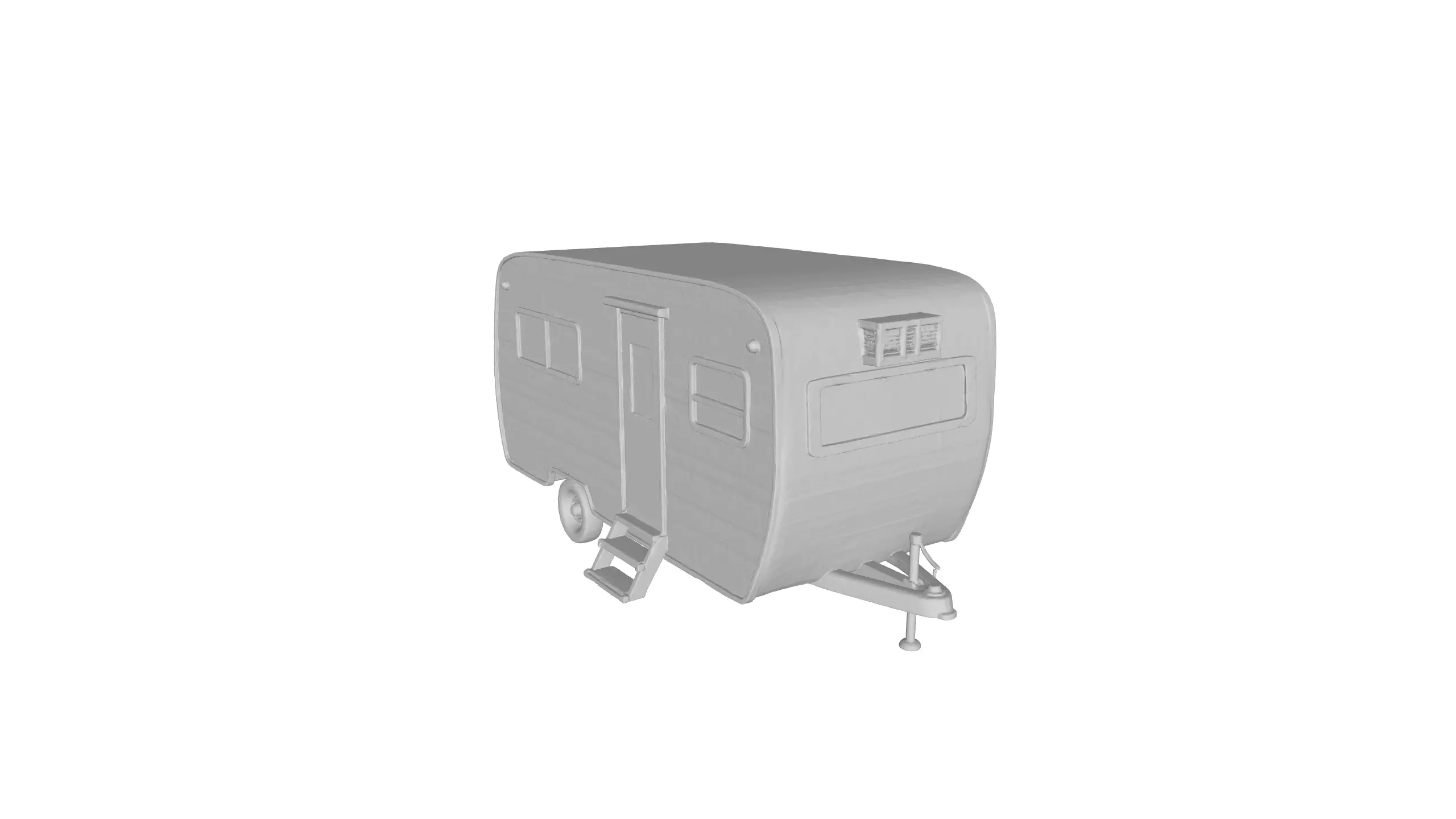 Rusty Vintage Camper Trailer Realistic Old Caravan 3D Model 3D model_16