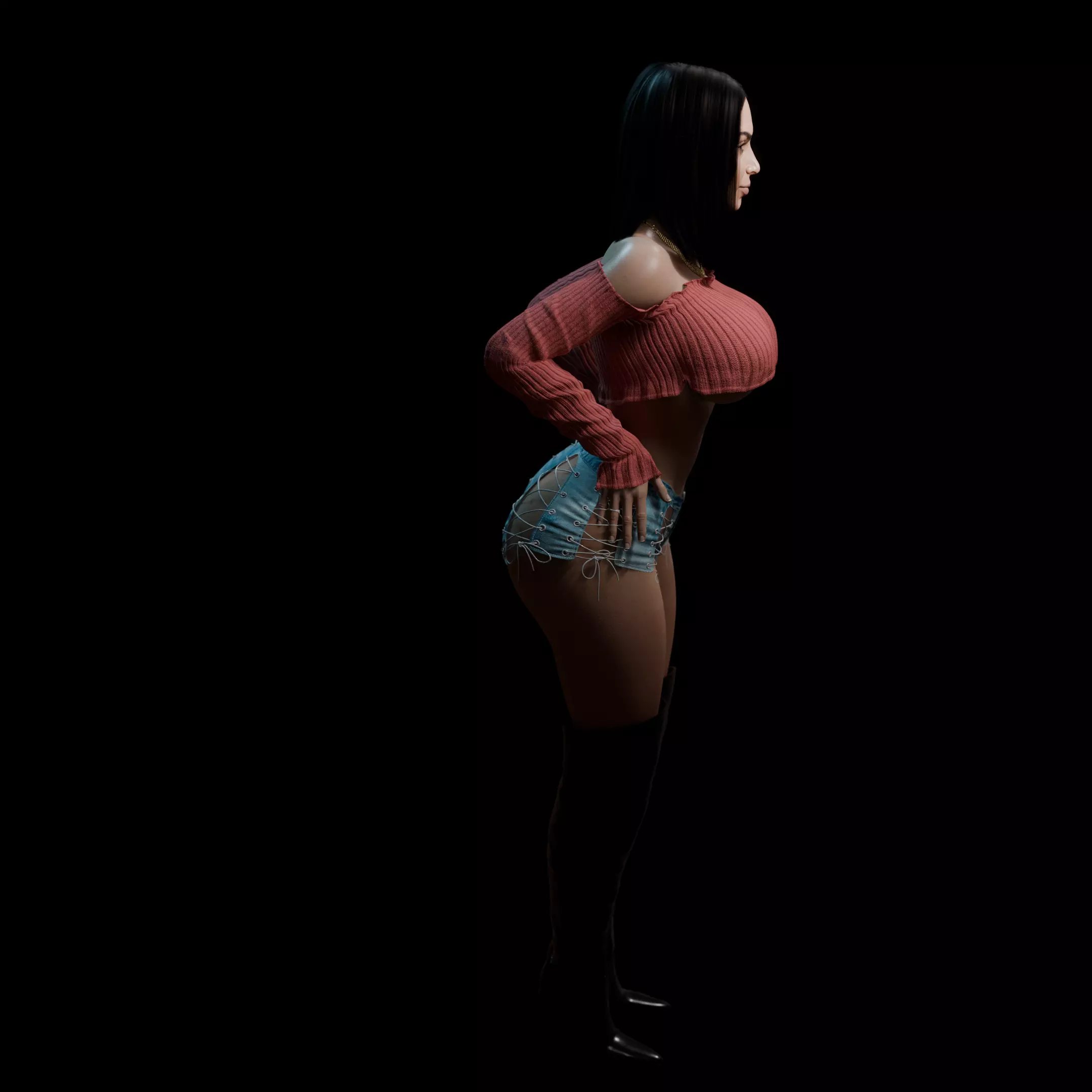 Curvy Club Girl Posing 3D print model_9