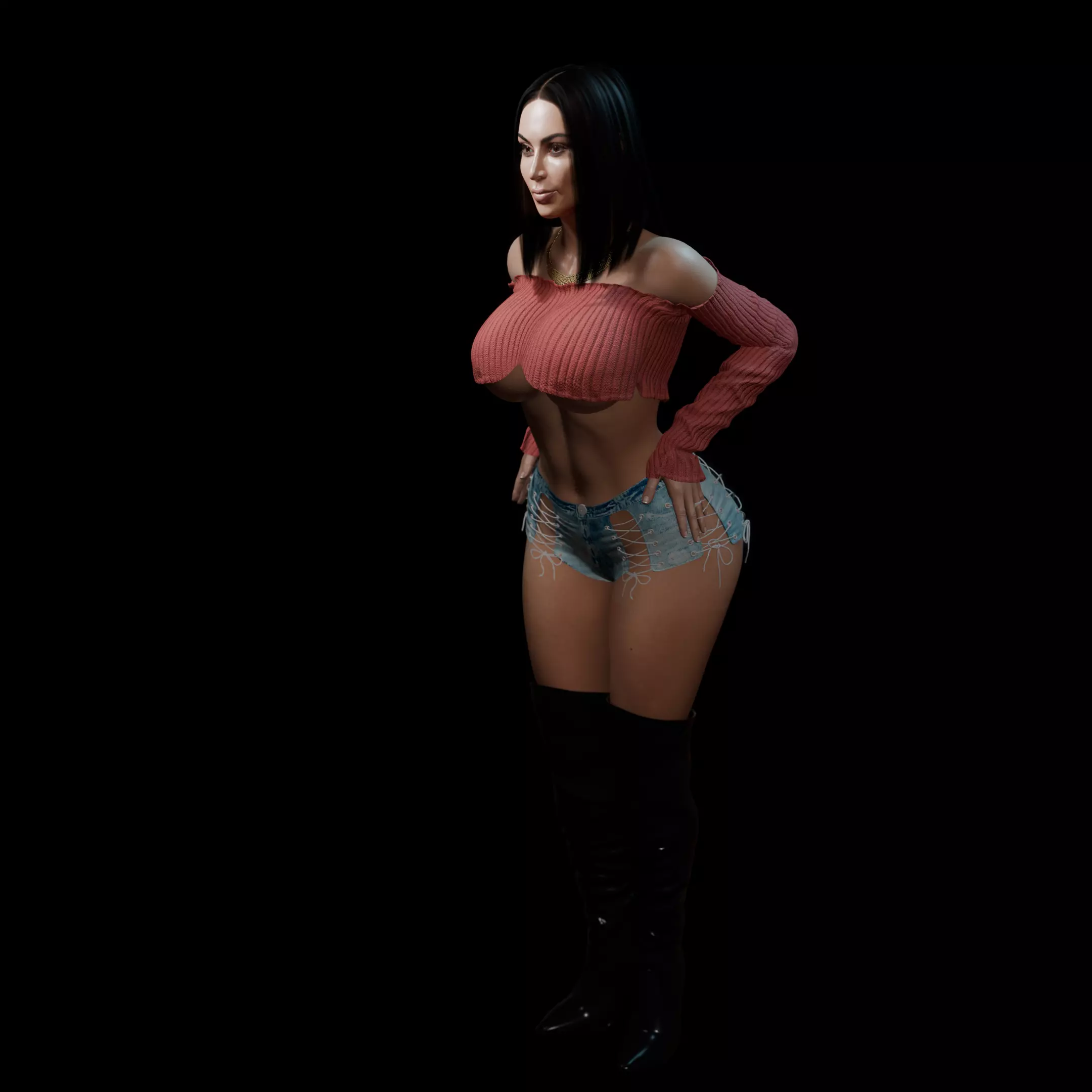 Curvy Club Girl Posing 3D print model_5