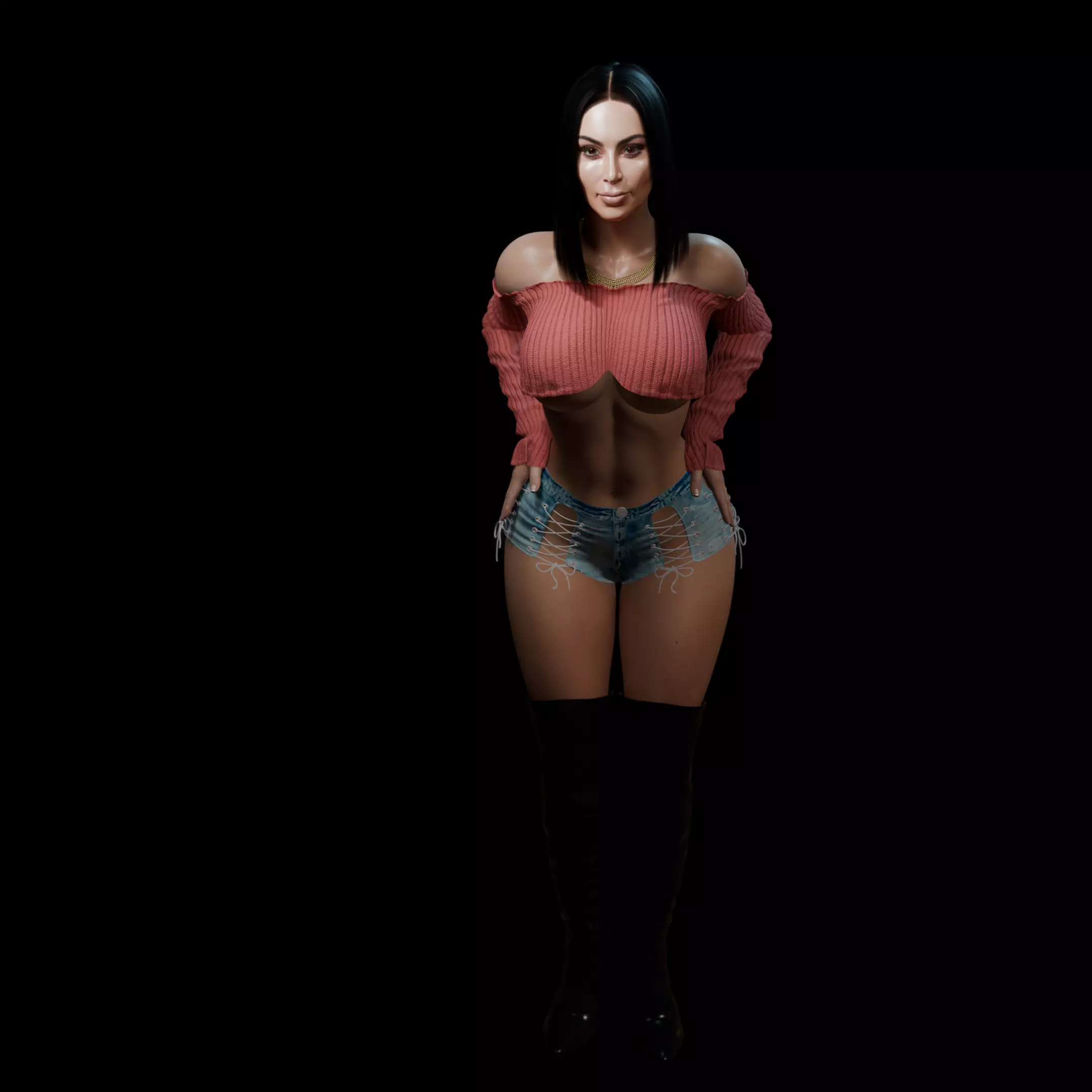Curvy Club Girl Posing 3D print model_4