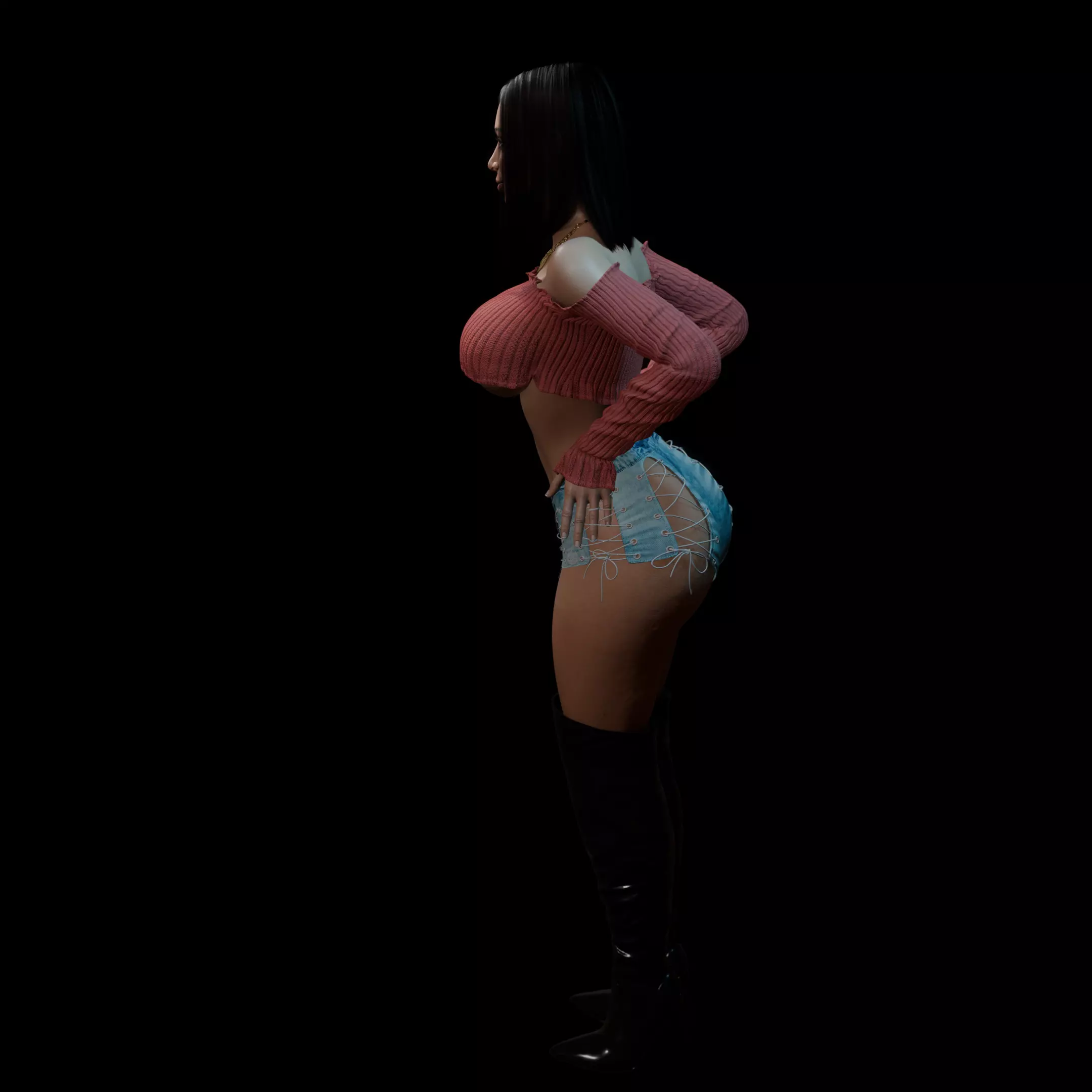Curvy Club Girl Posing 3D print model_6
