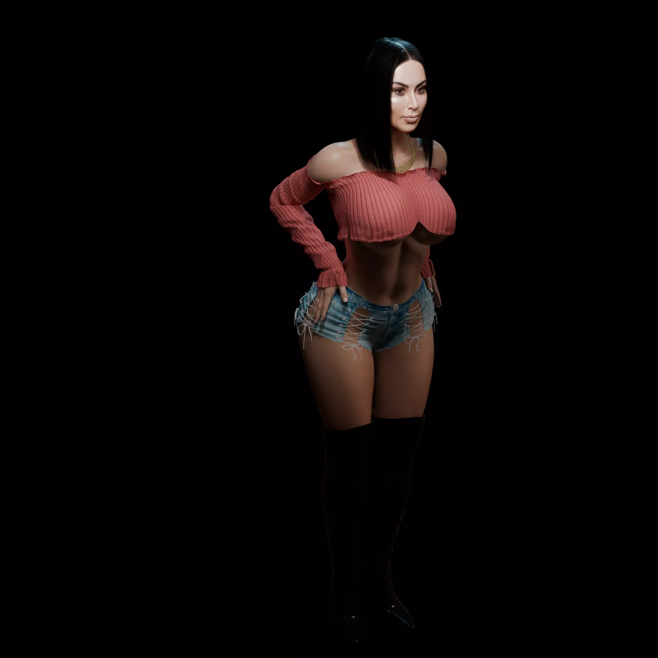 Curvy Club Girl Posing 3D print model_1