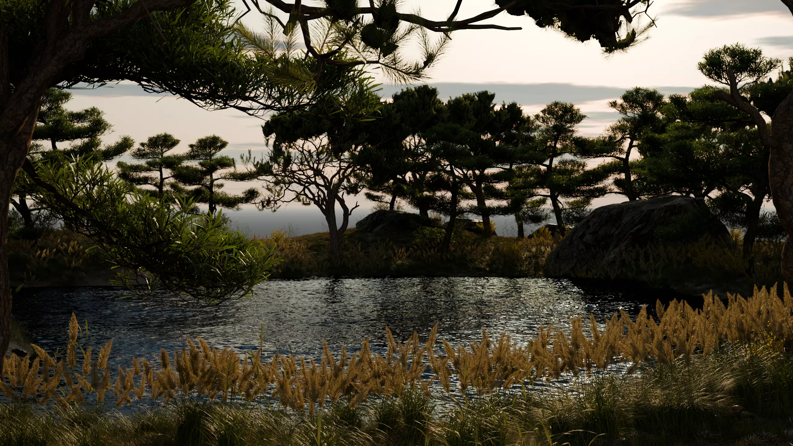 Lake in the forest 3D model_0