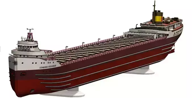 SS Edmund Fitzgerald Modular 3D Printable Model