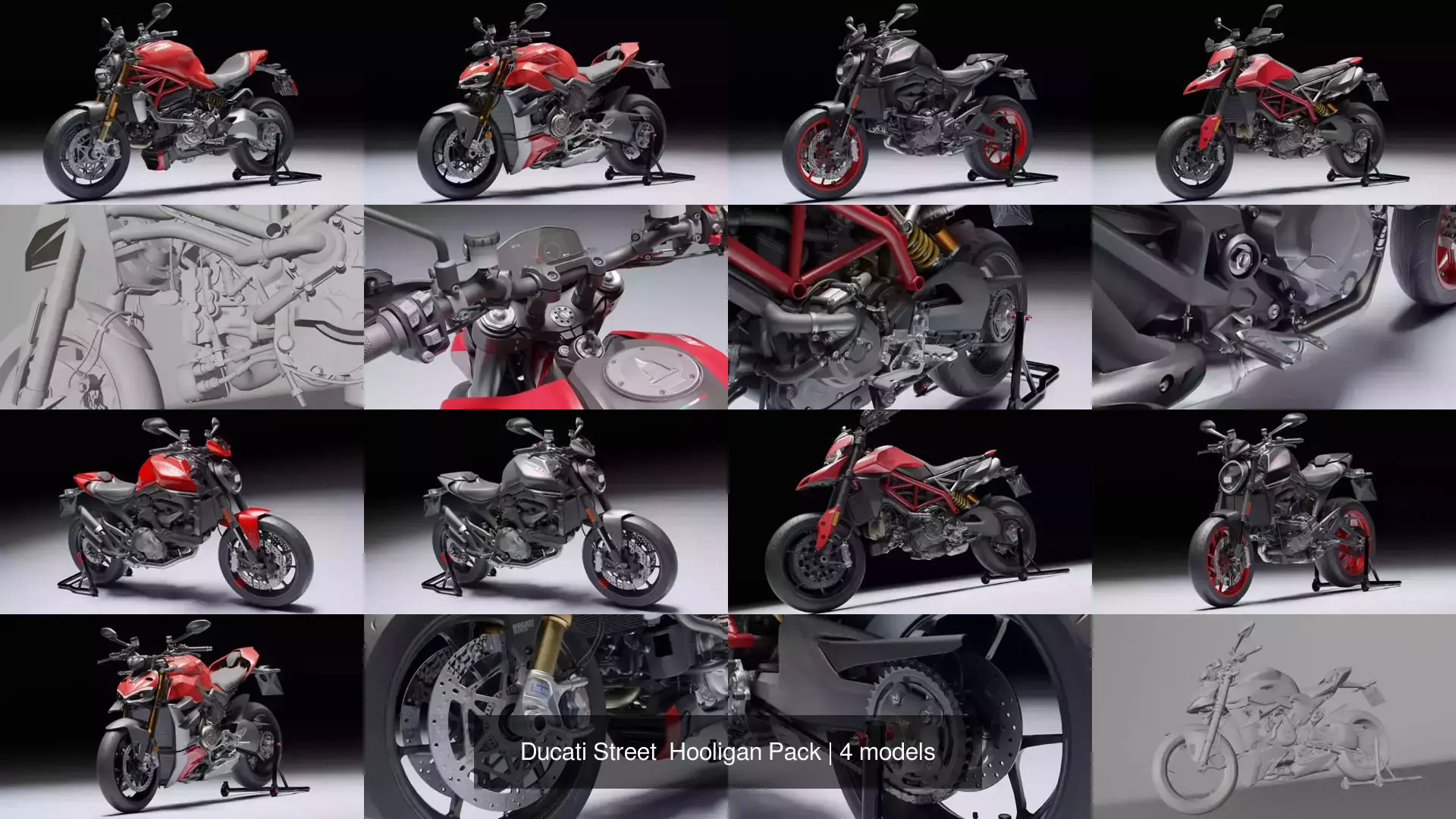 Ducati Street  Hooligan Pack 3D Model Collection_1