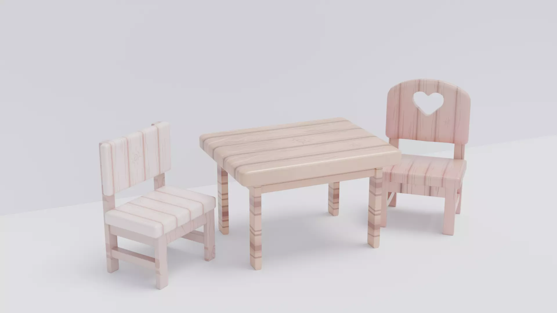 Wooden Furniture Set 3D Model Pack