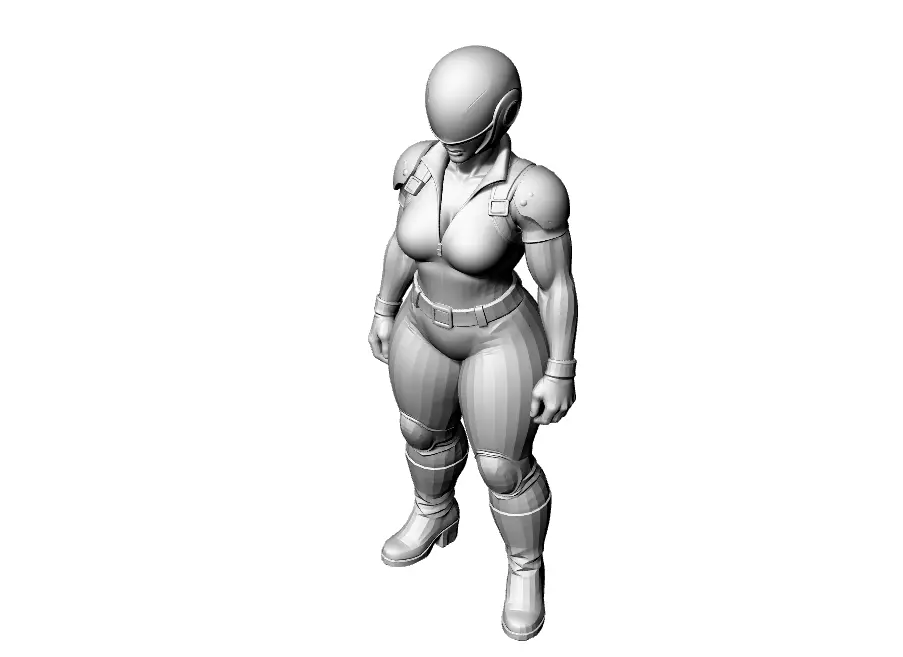 Motorradfahrerin 3D print model_2