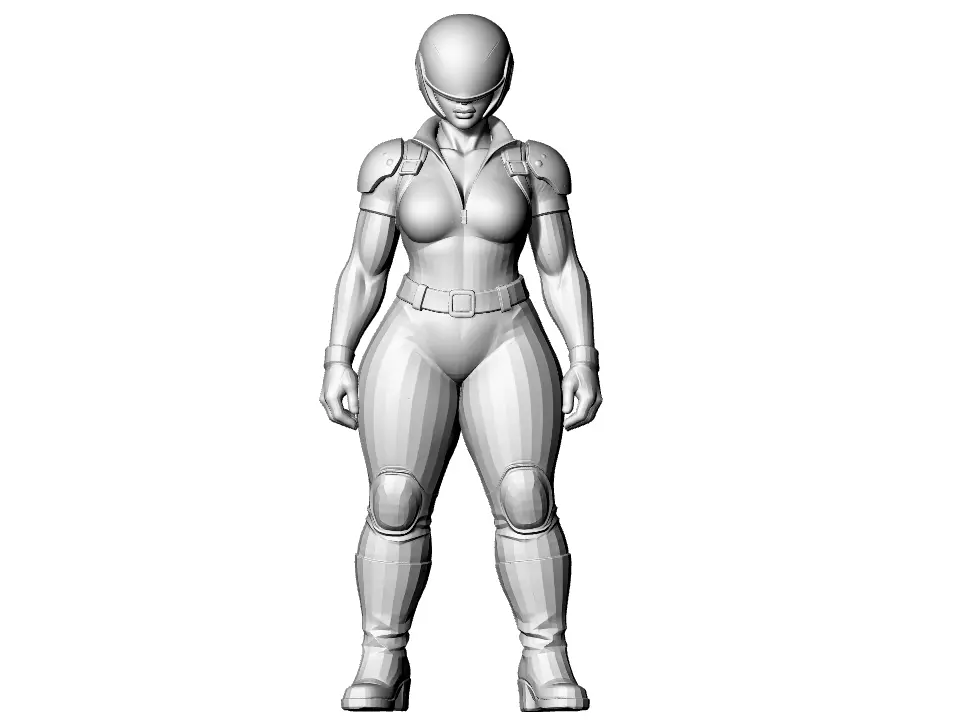 Motorradfahrerin 3D print model_1