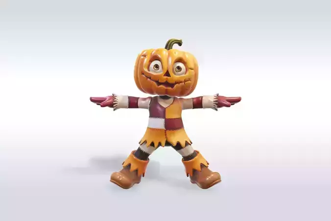 Scarecrow Pumpkin 3D Character 