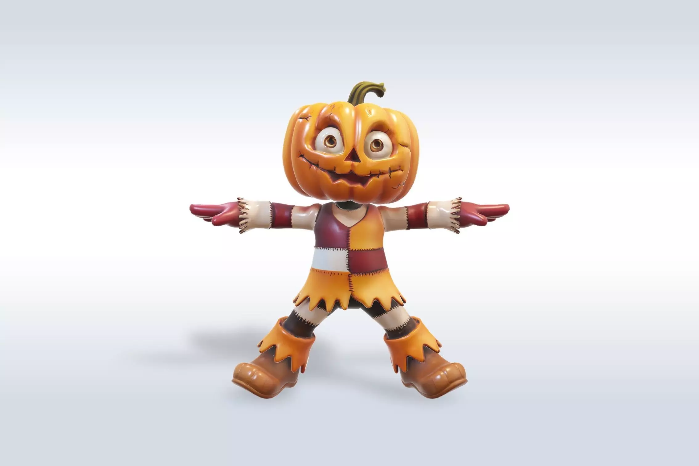 Scarecrow Pumpkin 3D Character  Low-poly 3D model_0