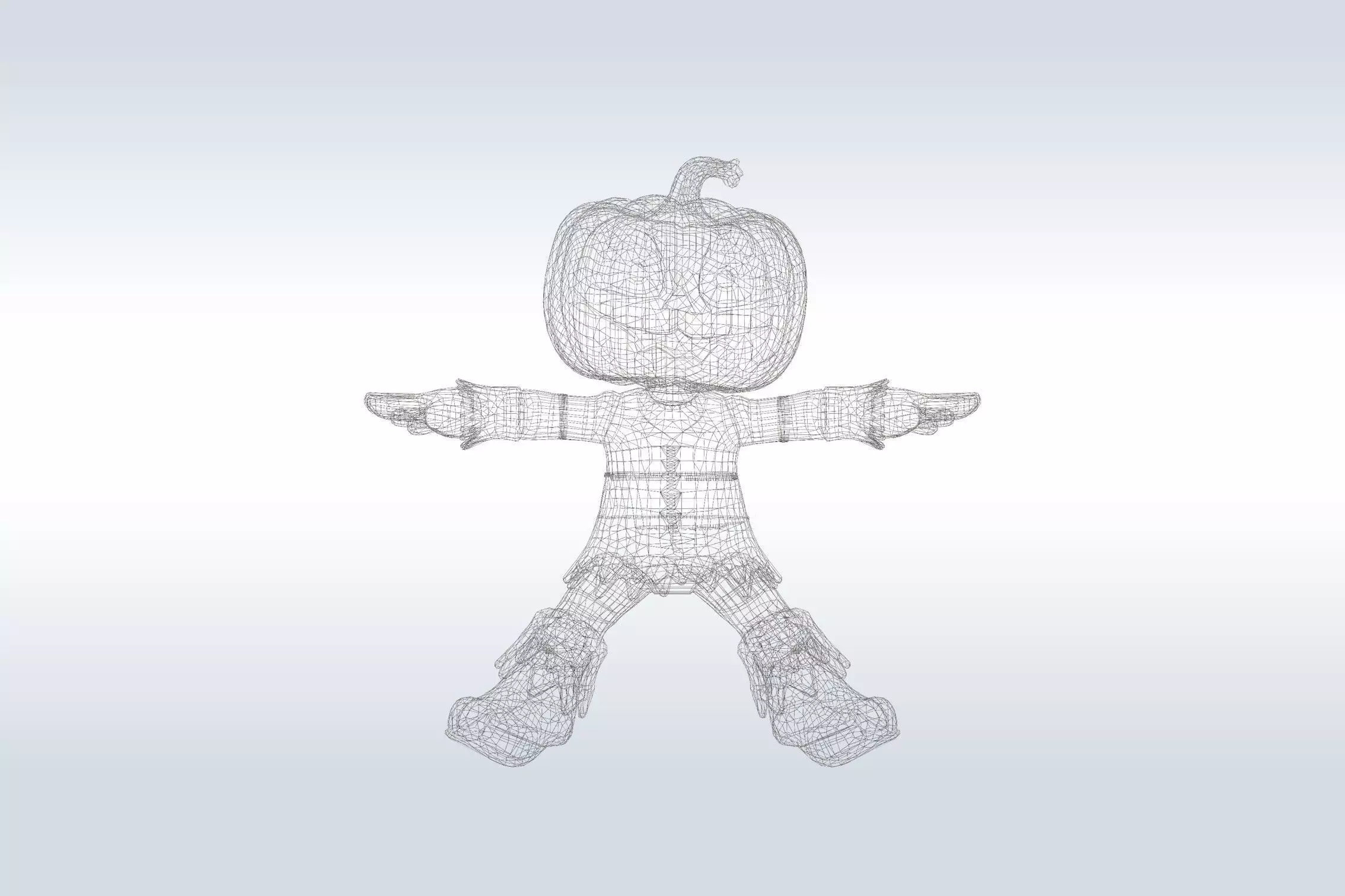 Scarecrow Pumpkin 3D Character  Low-poly 3D model_1