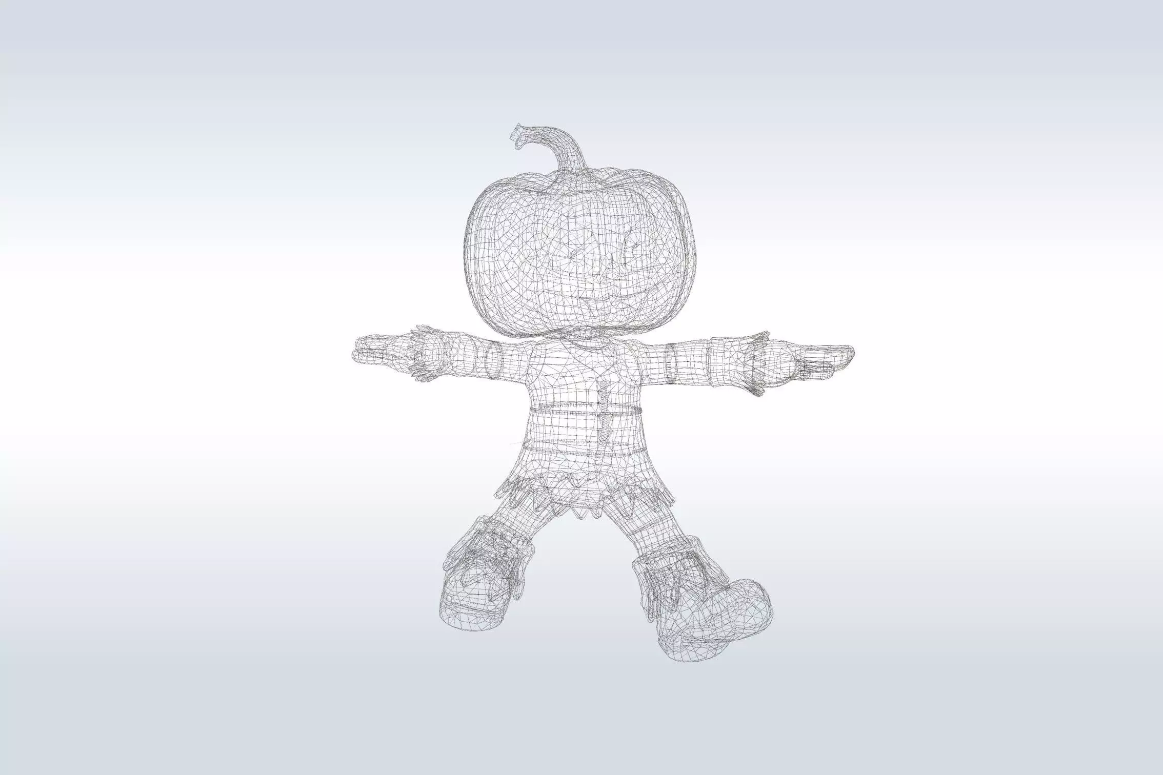 Scarecrow Pumpkin 3D Character  Low-poly 3D model_9