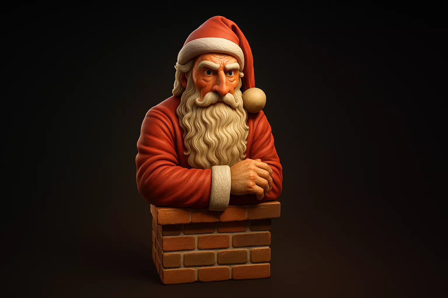 Santa Claus Chimney Bust Christmas Decoration 3D print model_0