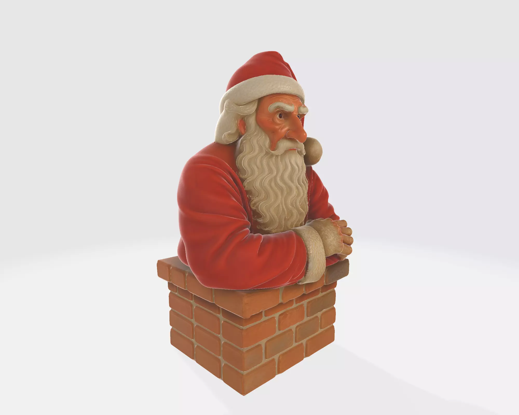 Santa Claus Chimney Bust Christmas Decoration 3D print model_8