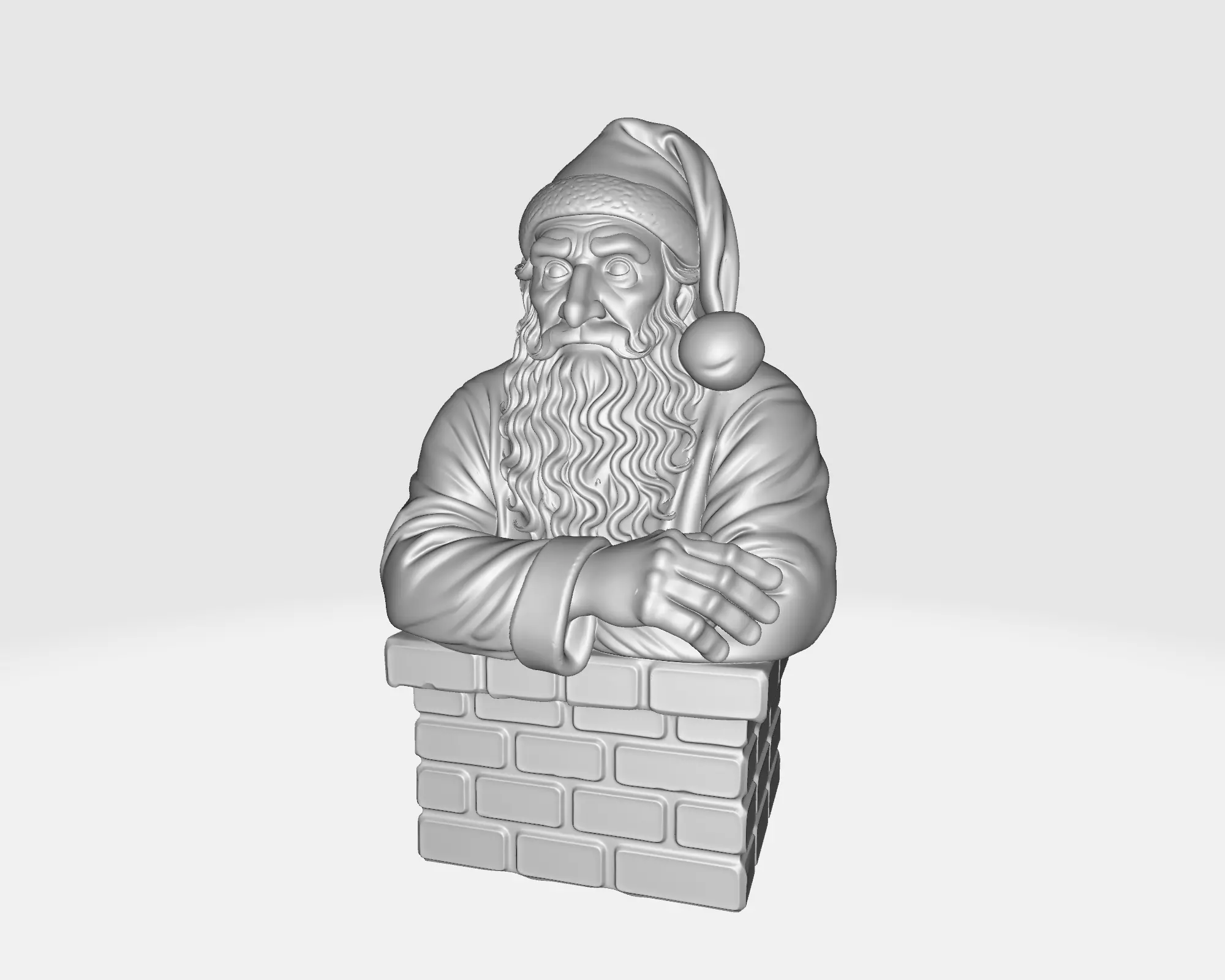 Santa Claus Chimney Bust Christmas Decoration 3D print model_3
