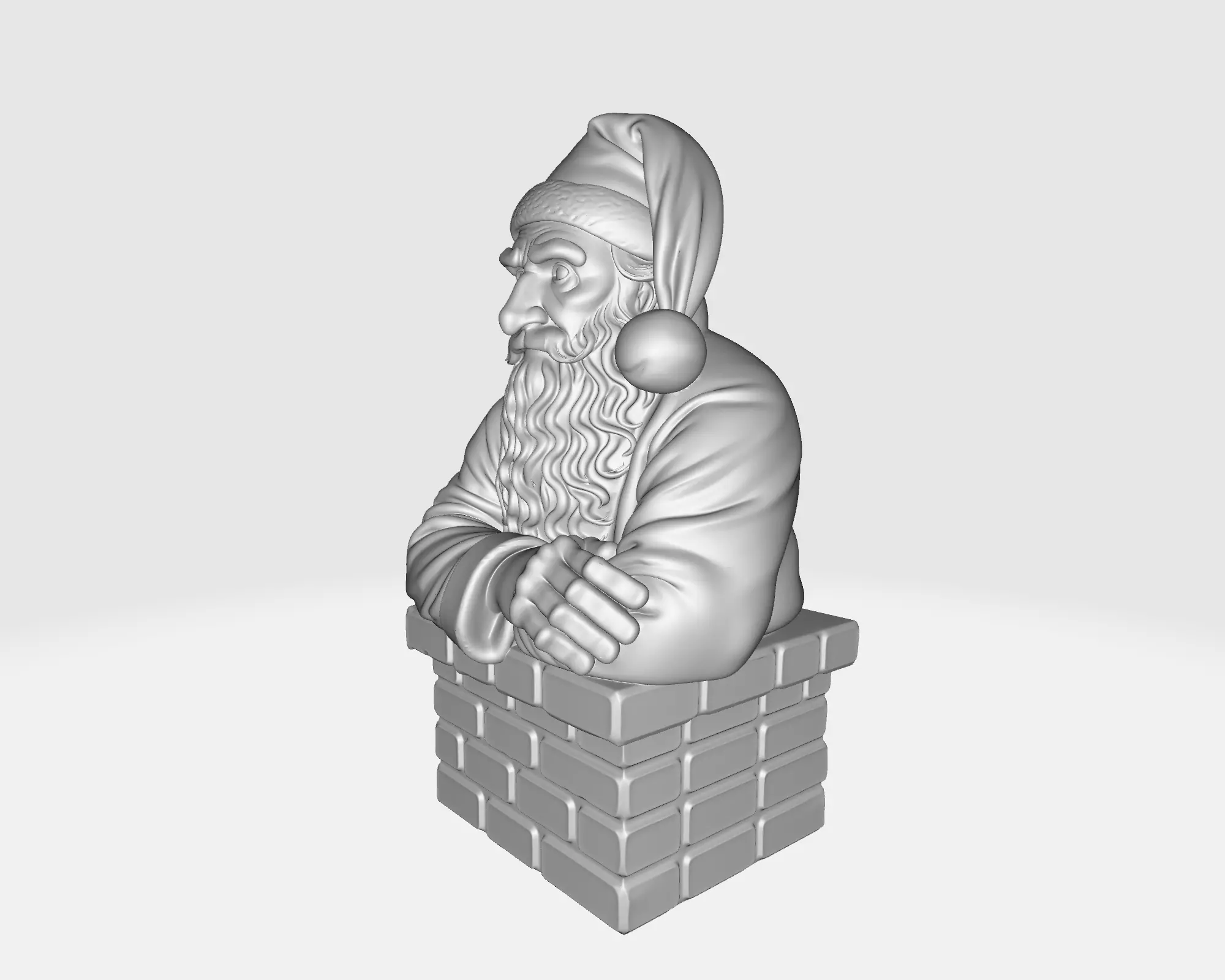 Santa Claus Chimney Bust Christmas Decoration 3D print model_2