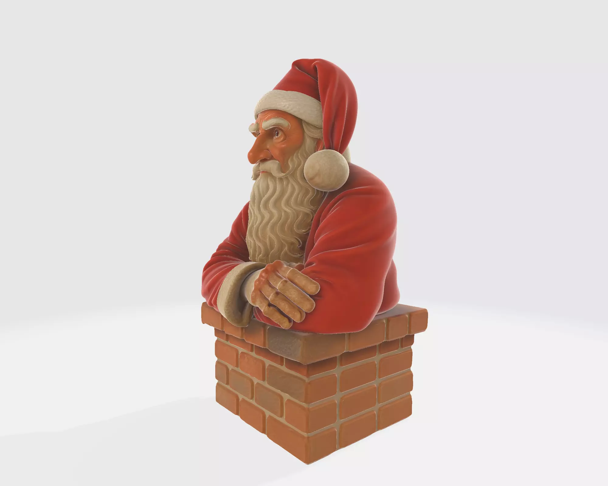 Santa Claus Chimney Bust Christmas Decoration 3D print model_6