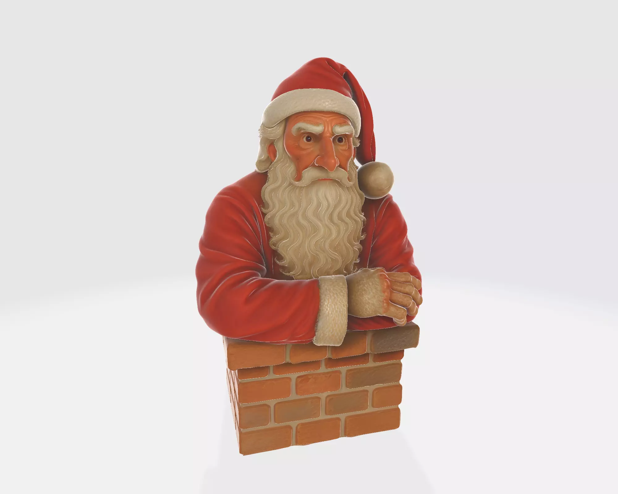 Santa Claus Chimney Bust Christmas Decoration 3D print model_5