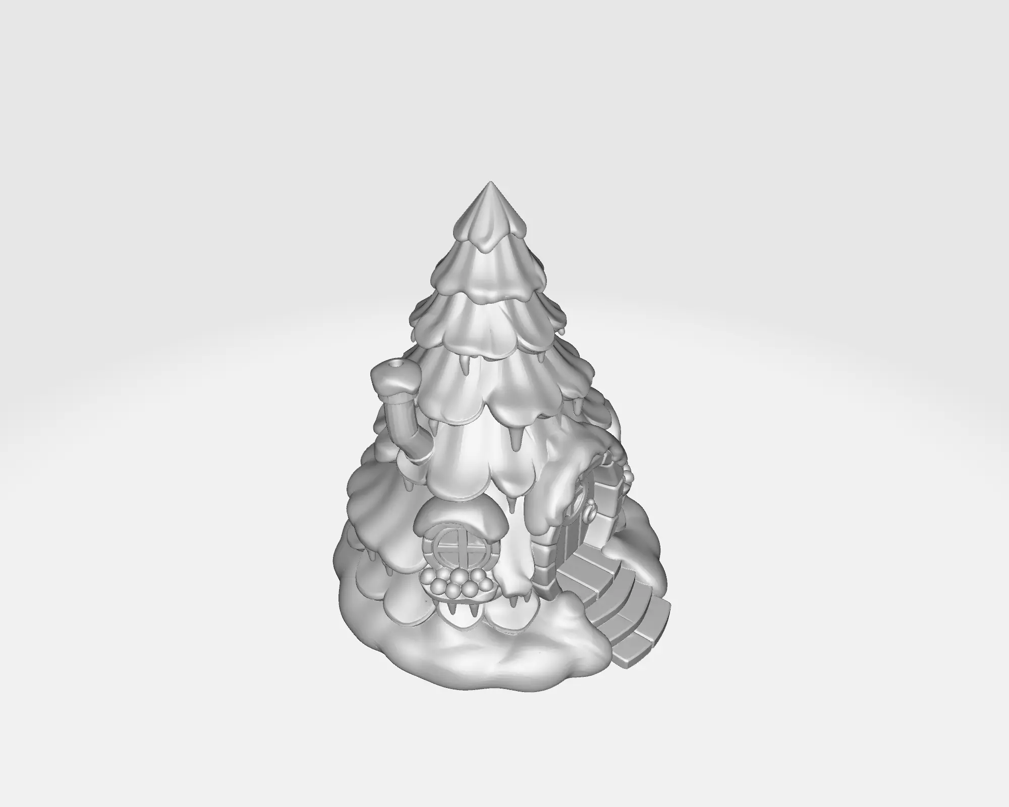 Cozy Snowy Tree Cabin Winter Christmas Tree House 3D print model_2