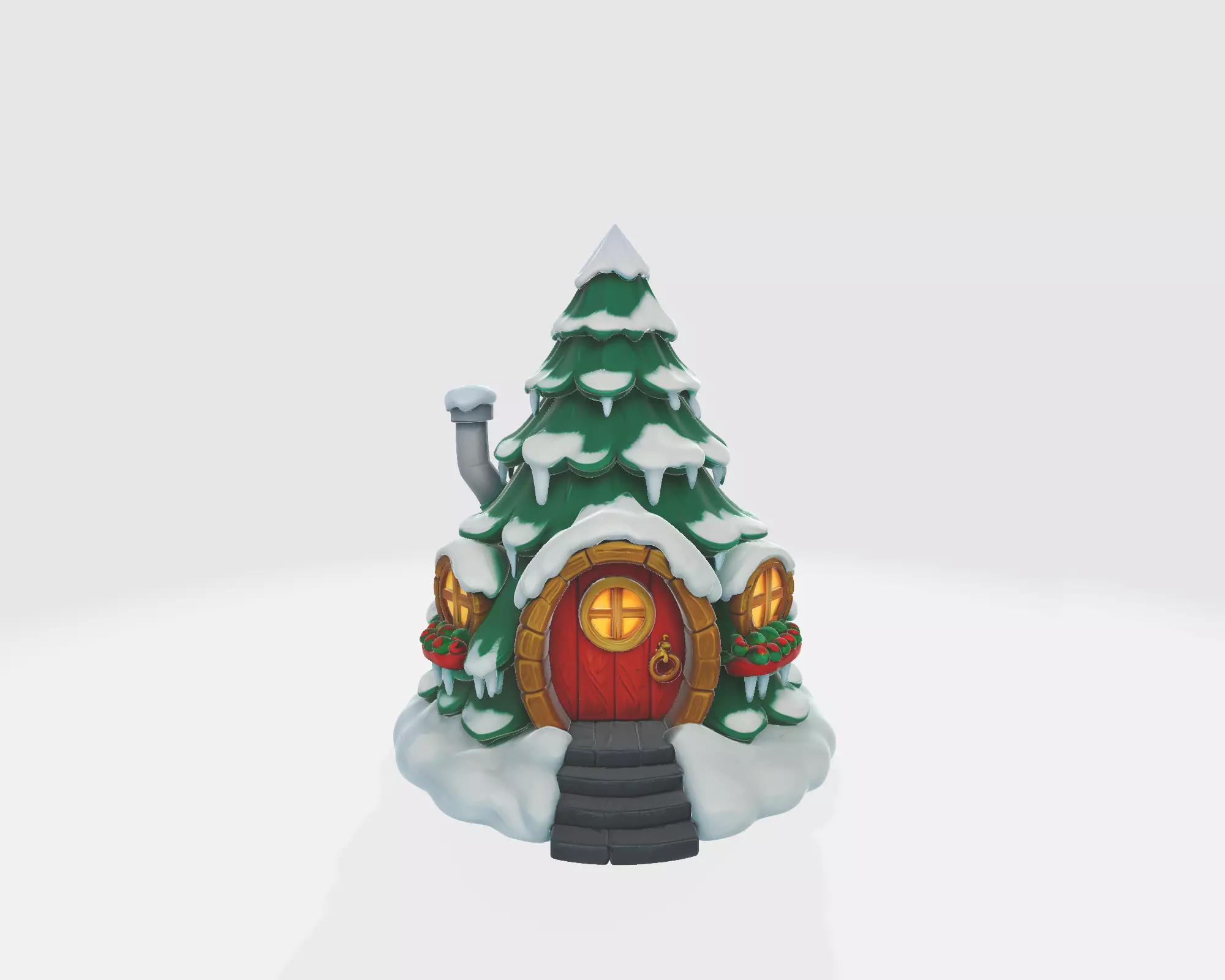 Cozy Snowy Tree Cabin Winter Christmas Tree House 3D print model_5
