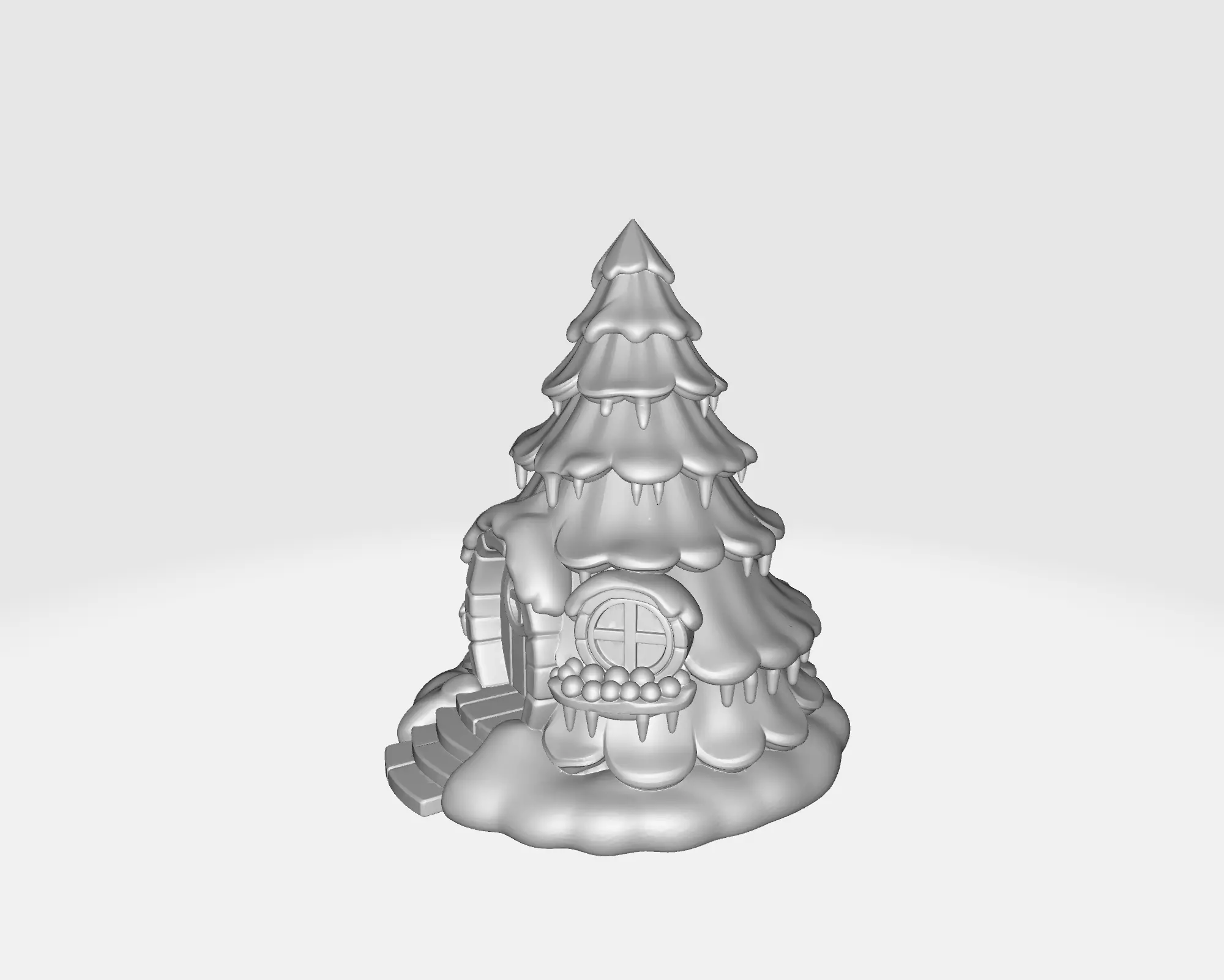 Cozy Snowy Tree Cabin Winter Christmas Tree House 3D print model_3