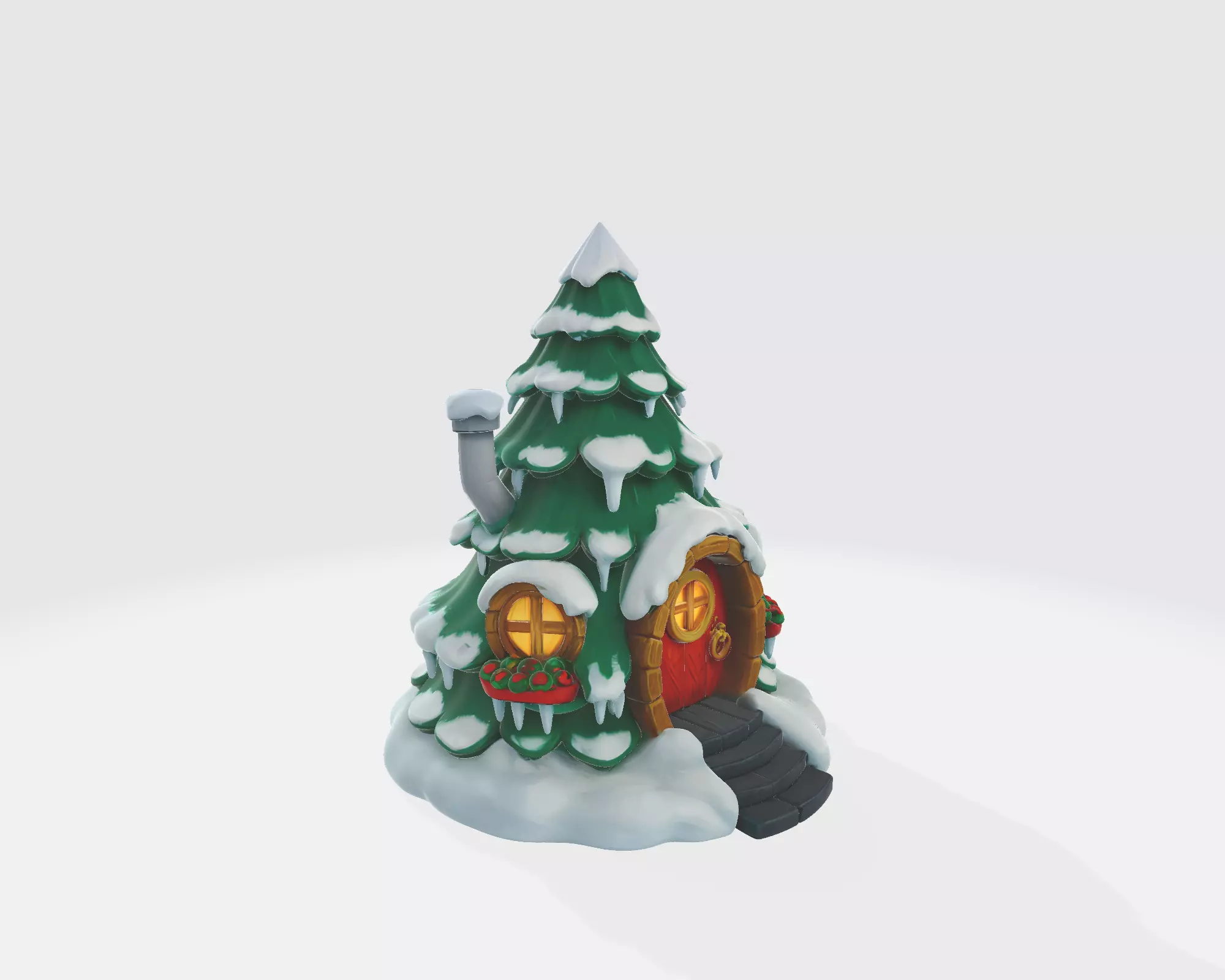 Cozy Snowy Tree Cabin Winter Christmas Tree House 3D print model_8