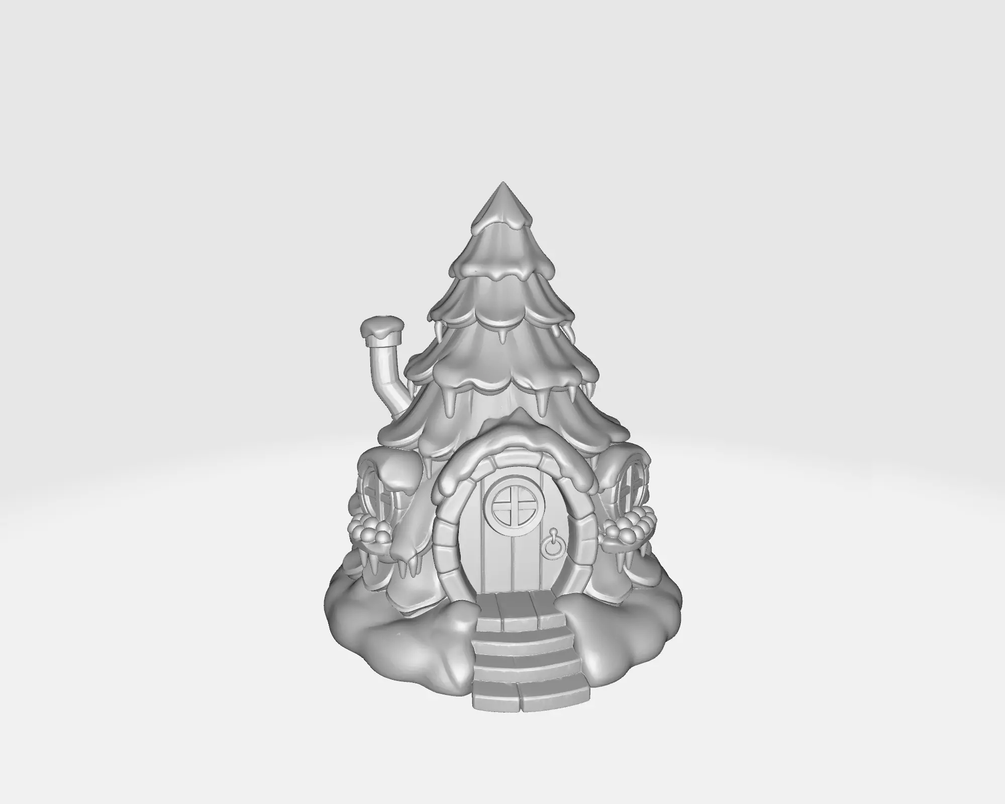 Cozy Snowy Tree Cabin Winter Christmas Tree House 3D print model_1