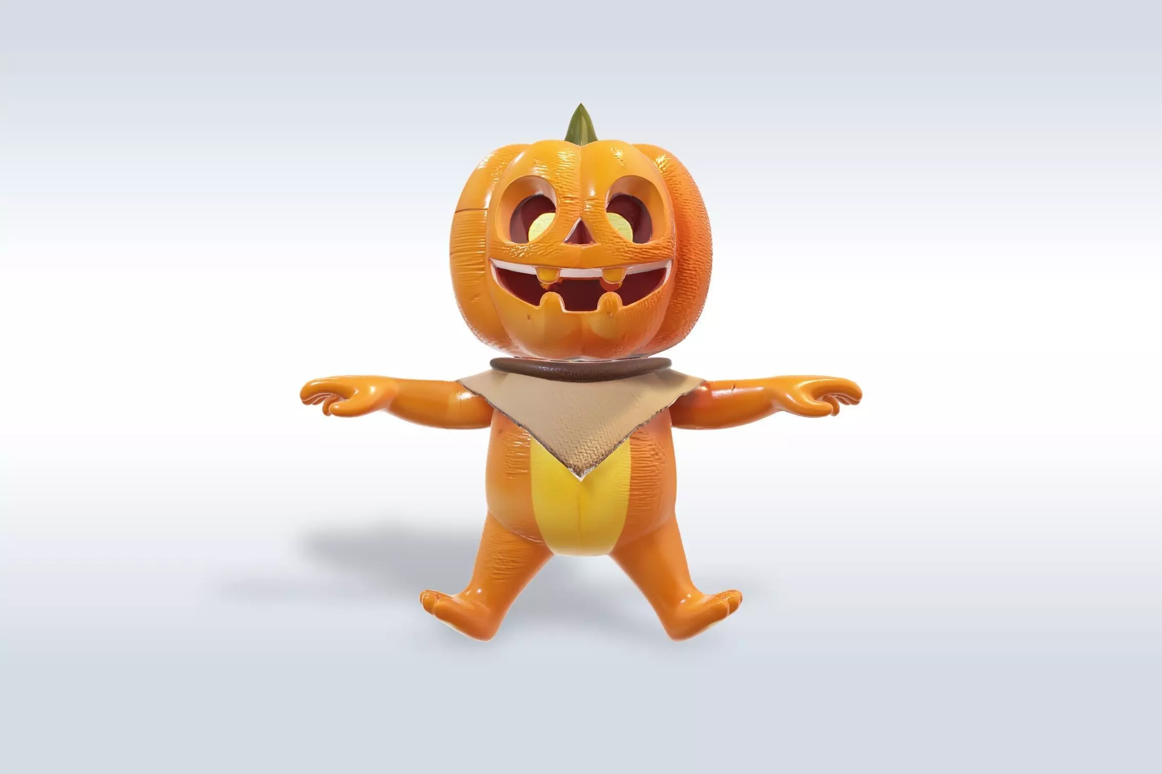 Cheerful Pumpkin Cute Halloween 3D model_0